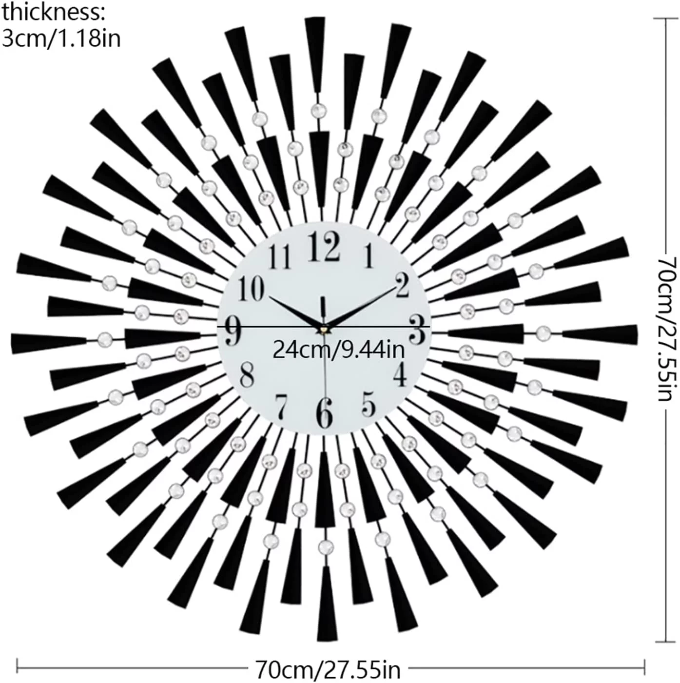 Modern Metal Big Wall Clock Silent Quartz Movement Handmade