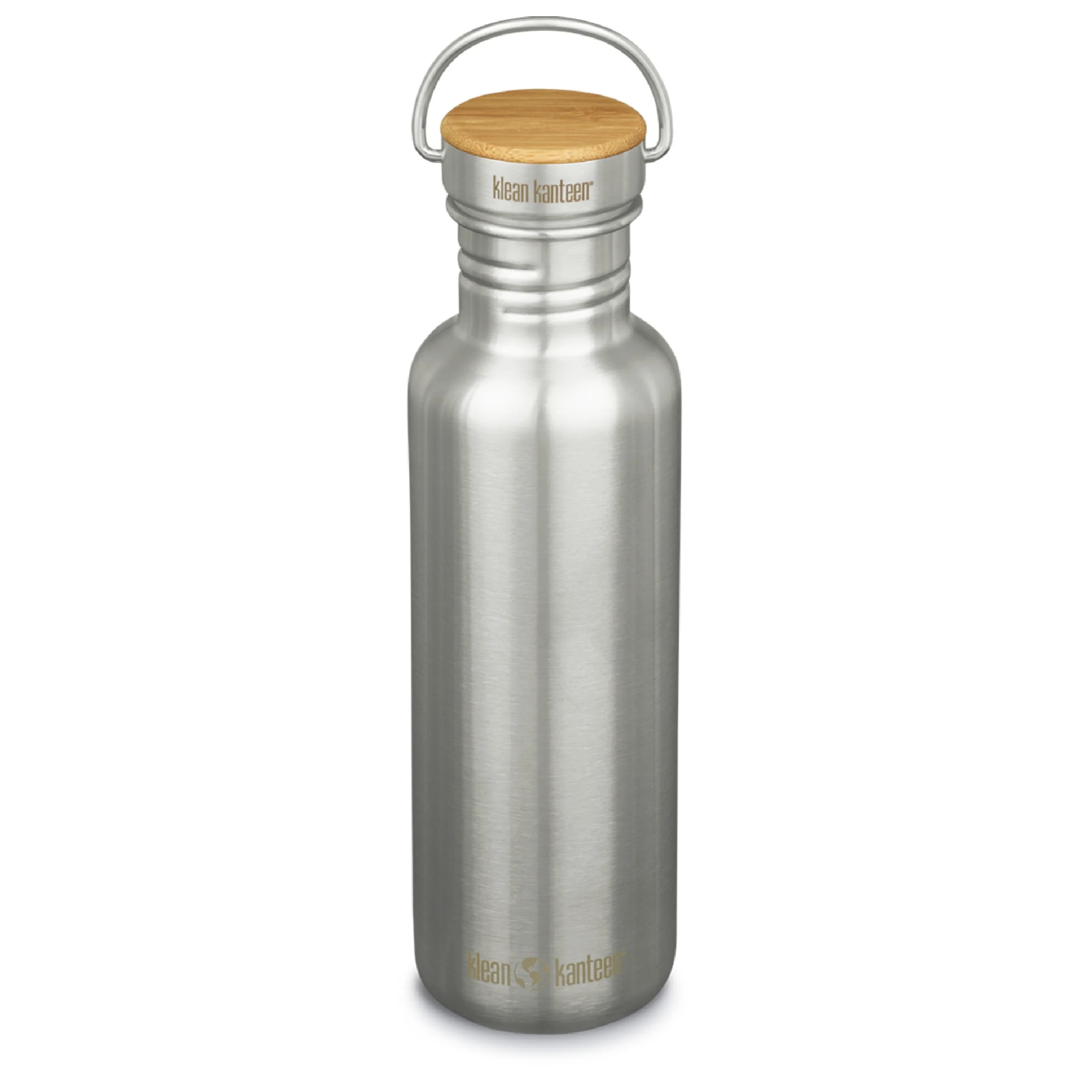 Klean Kanteen Reflect Water Bottle with Bamboo Cap - Reusable, Stainless Steel Water Bottle for Men and Women - 27 Oz, Brushed Stainless Steel