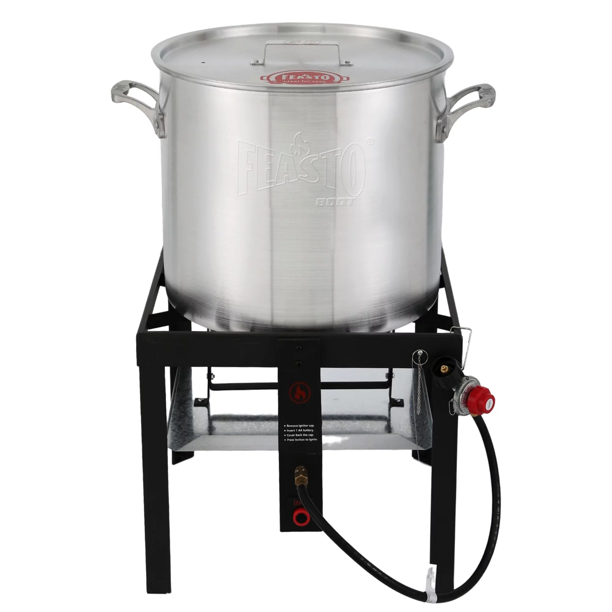 FEASTO 80 QT Seafood Boil Pot Kit with Basket and Electronic Ignitor,100,000 BTU Propane Burner