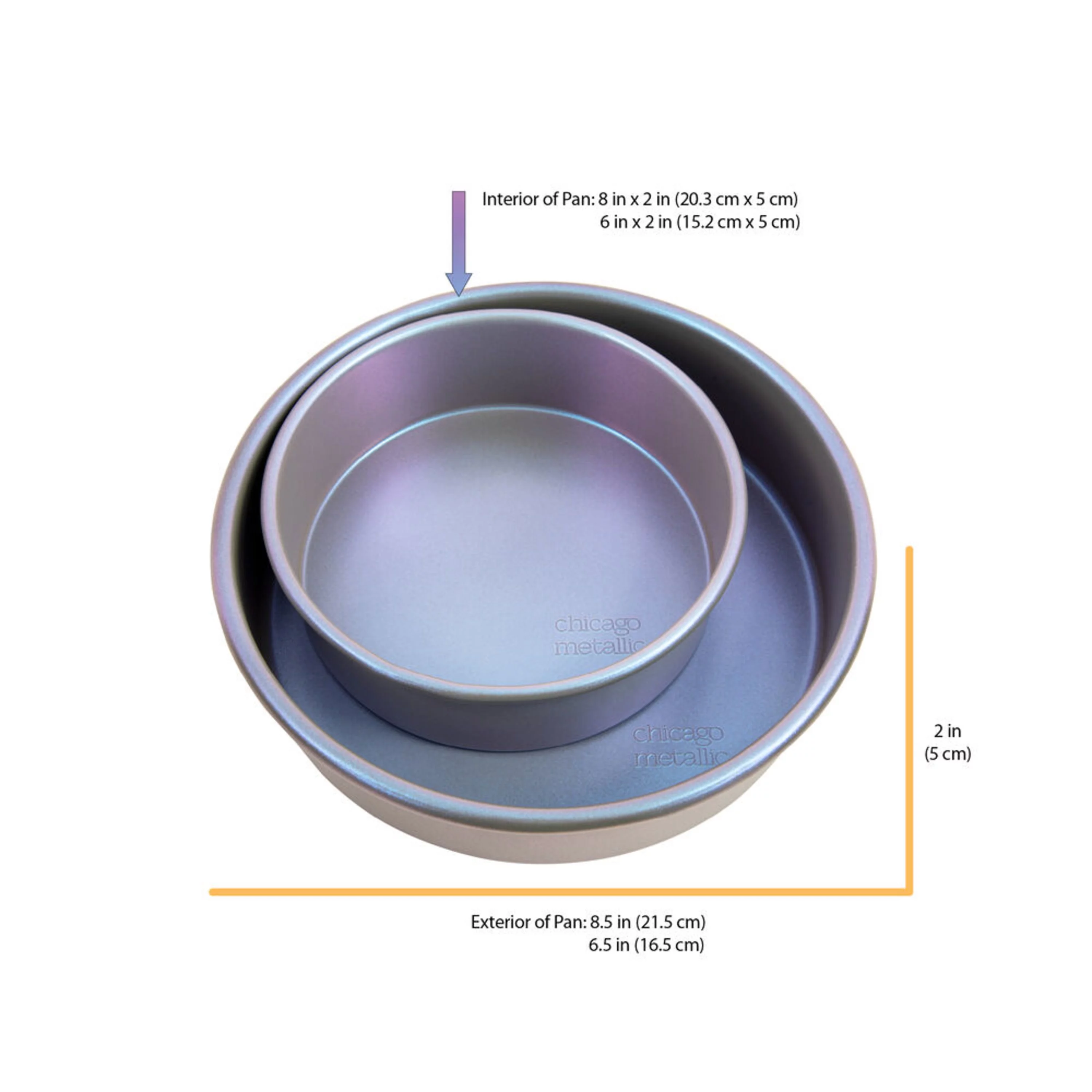 Chicago Metallic Aurora 2-piece Non-Stick Metal Round Cake Pan Set in Iridescent