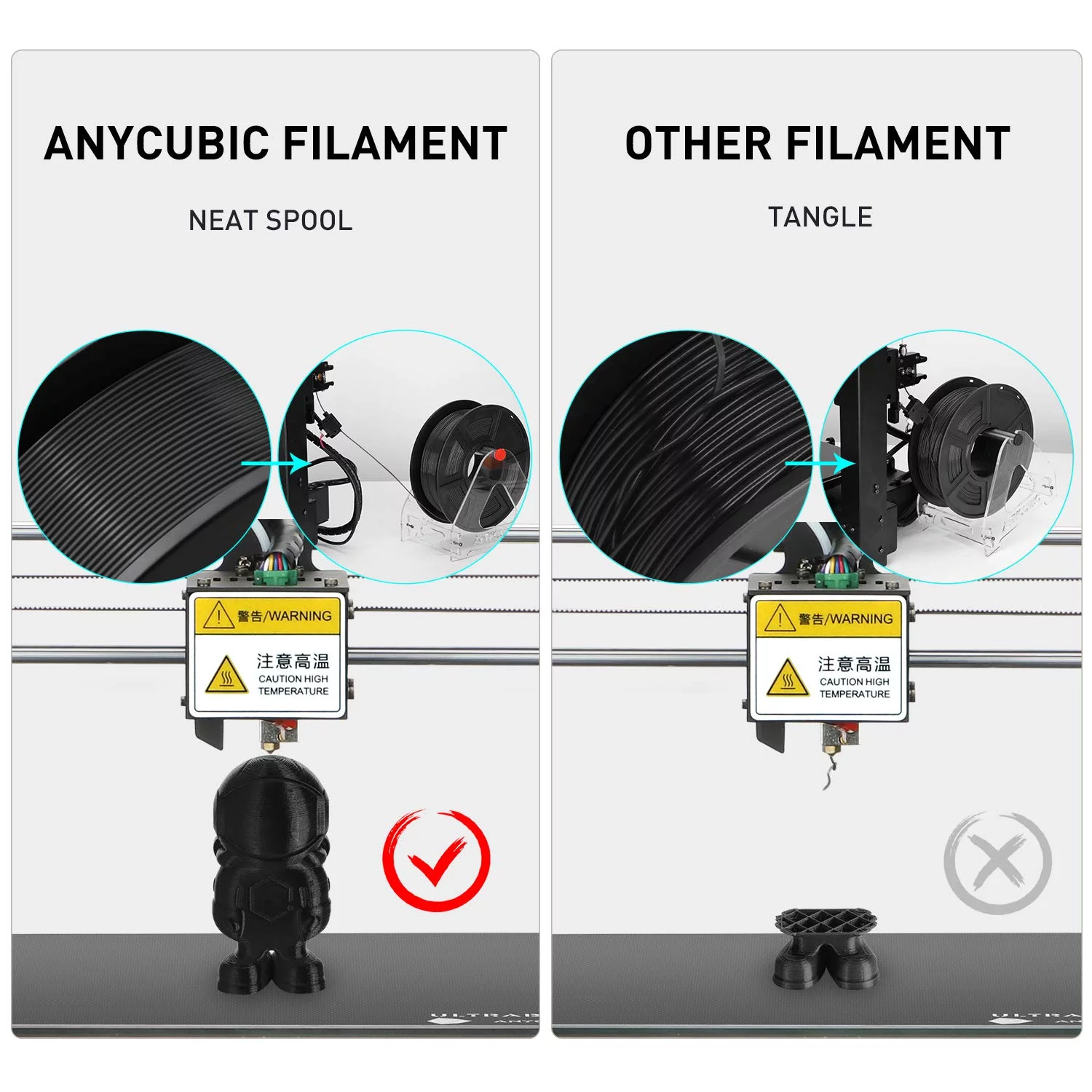 ANYCUBIC 3D Printer Filament , 1.75mm Dimensional Accuracy +/- 0.02mm 3D Printing PLA Filament  Fits for Most FDM 3D Printers (Black 1KG Spool)