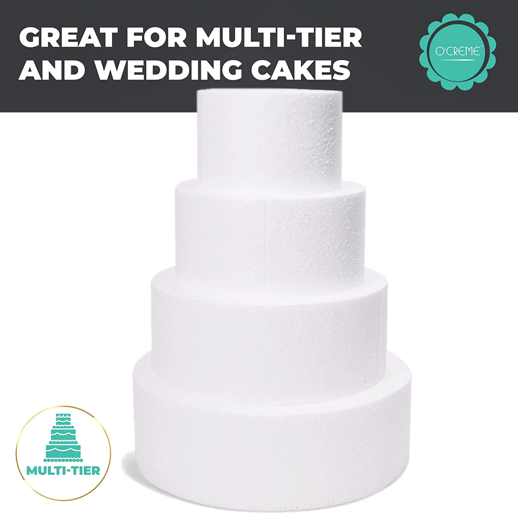 Square Cake Dummy, Styrene - 20
