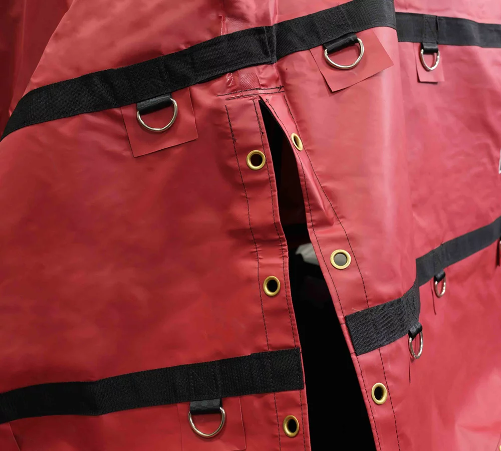 Fitted Coil Tarps RED for Steel Coils 7x7x7