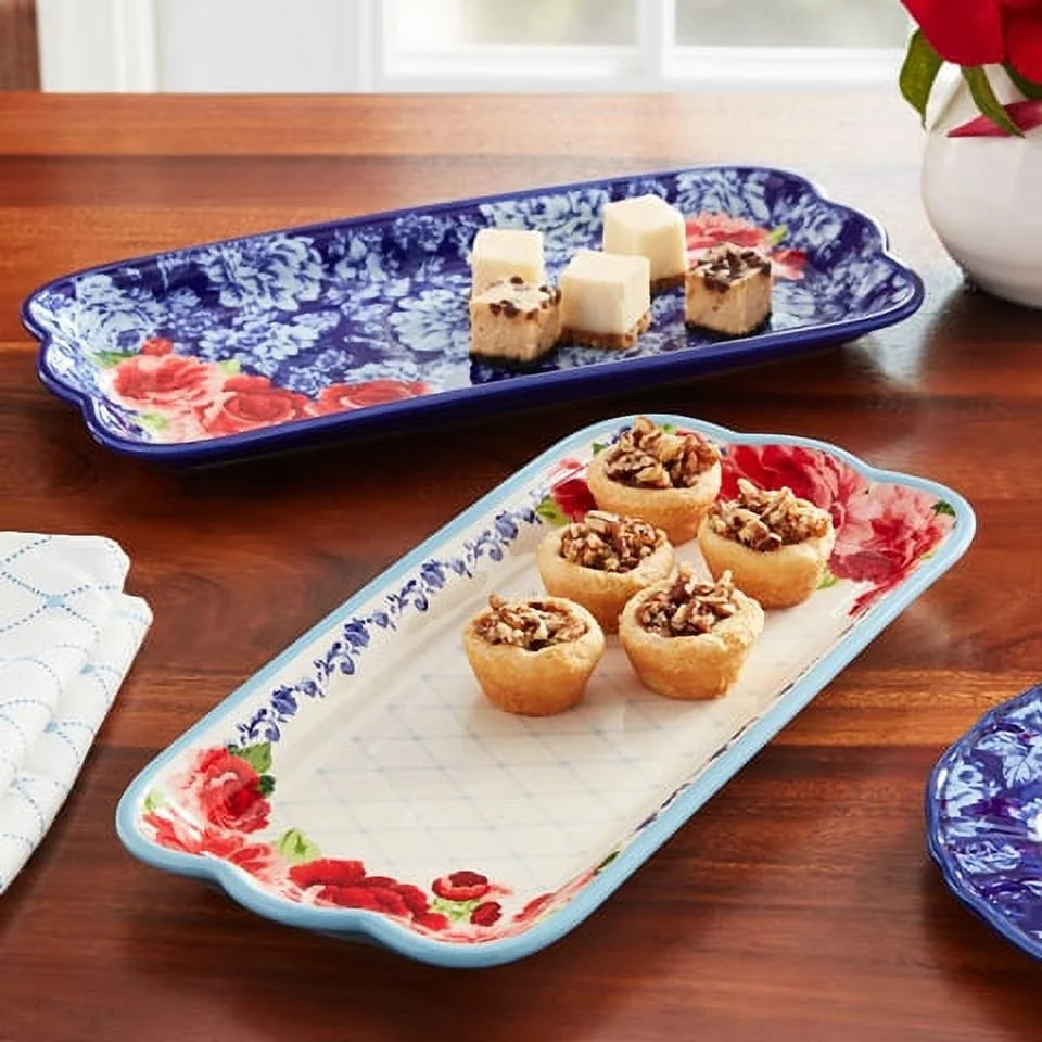 The Pioneer Woman Frontier Rose 14.17-Inch Serving Platters, 2-Pack