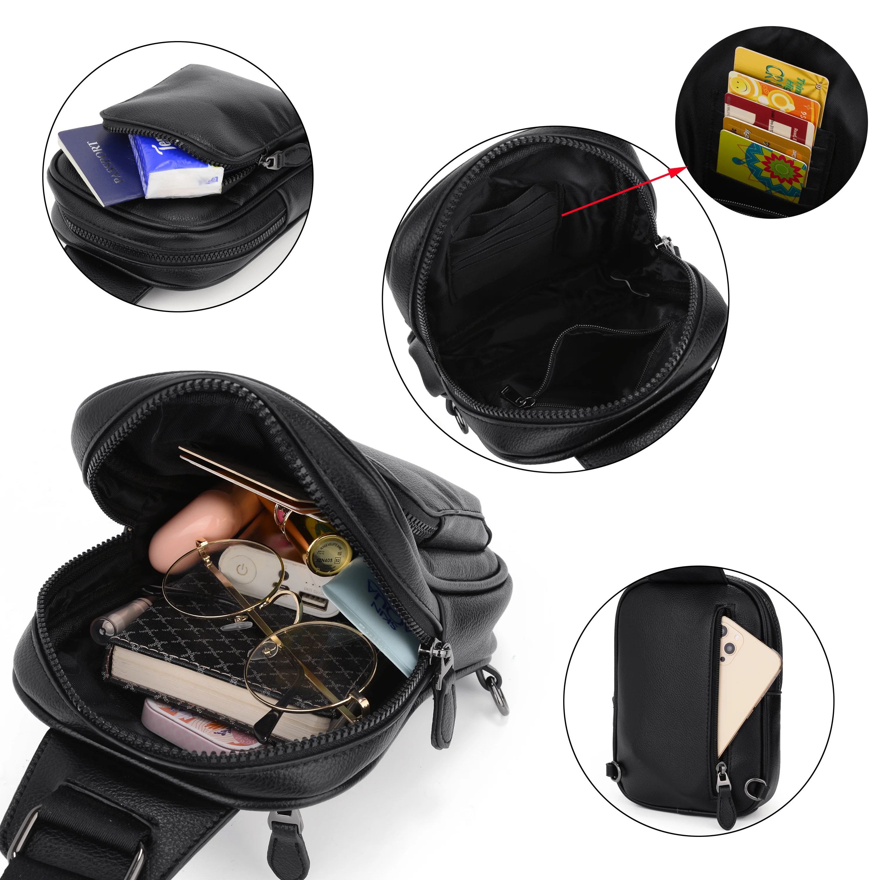 UTO Small Sling Bags for Women PU Leather Crossbody Purse Trendy Chest Bag with Adjustable Shoulder Strap for Travel(Pale Mauve)