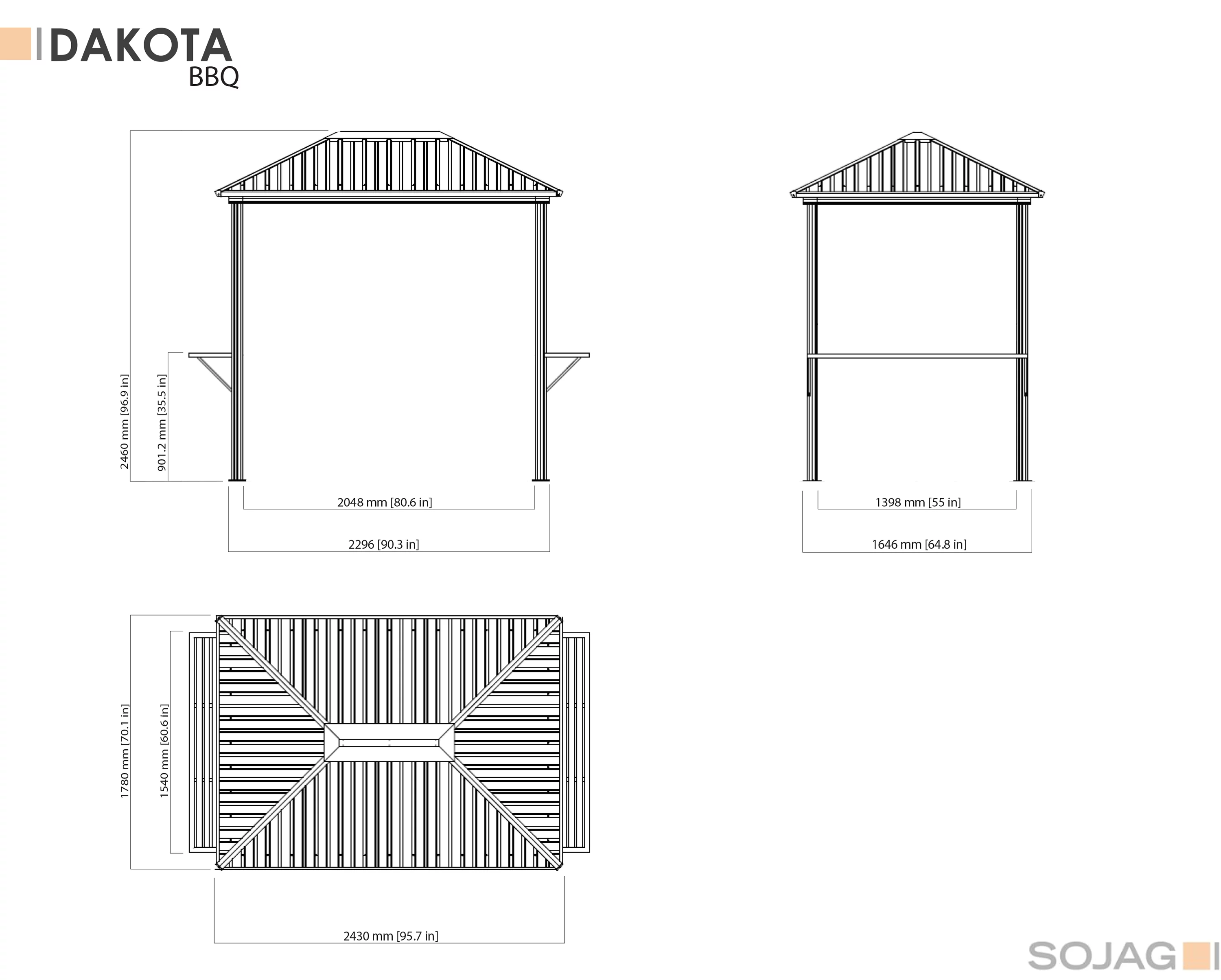 Sojag Dakota Grill Gazebo 6 x 8-Durable and Corrosion Resistant Aluminum Frame, Brown