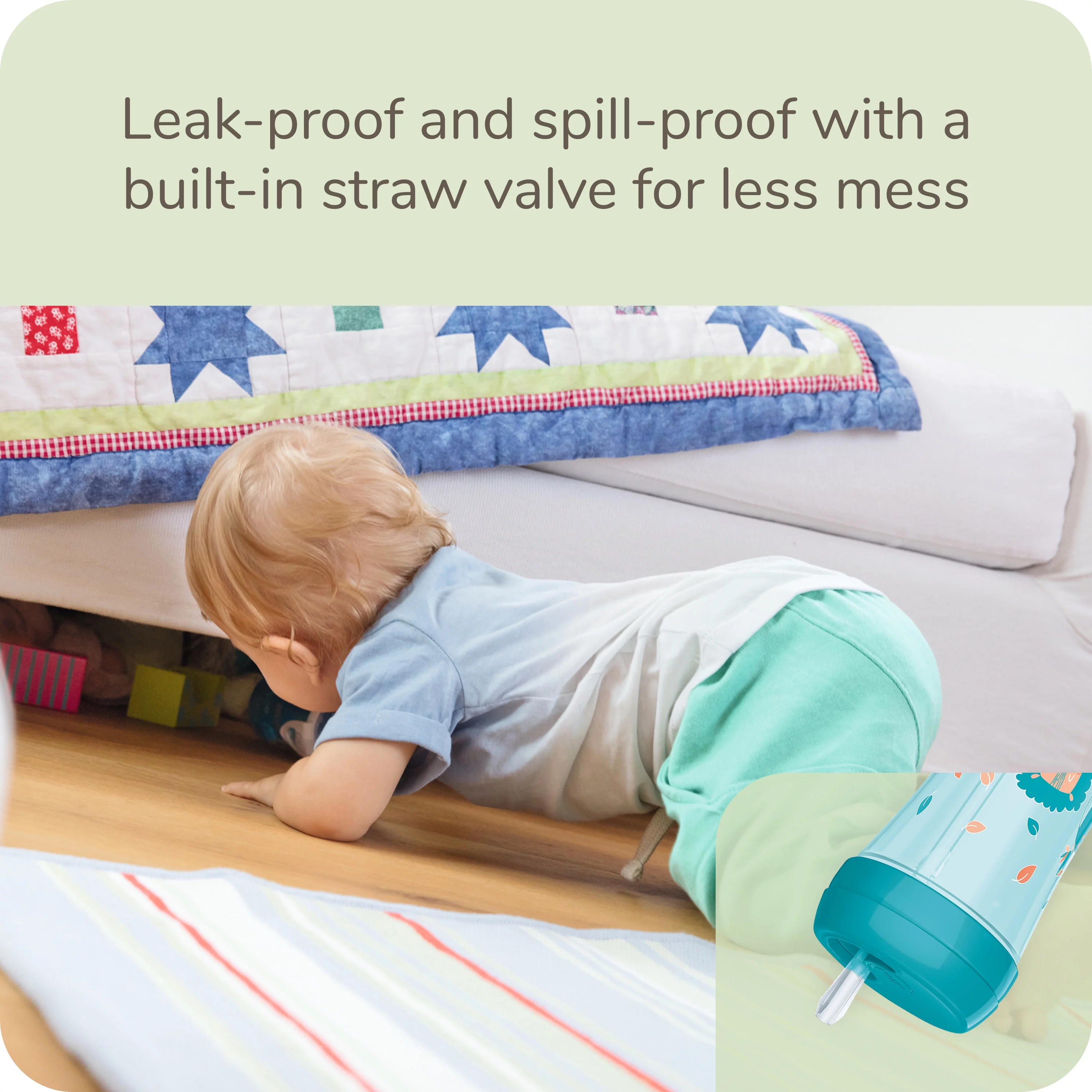 NUK Easy Straw Leak-Proof Cup, BPA-Free, Jungle, 12+ Months Hard Spout Sippy Cup