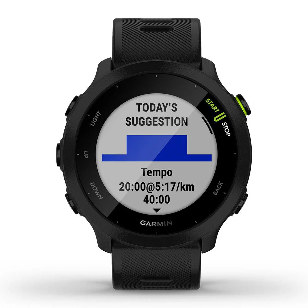 Garmin Forerunner 55 (Black) GPS Running Smartwatch Power Bundle with PlayBetter Portable Charger & HD Screen Protectors