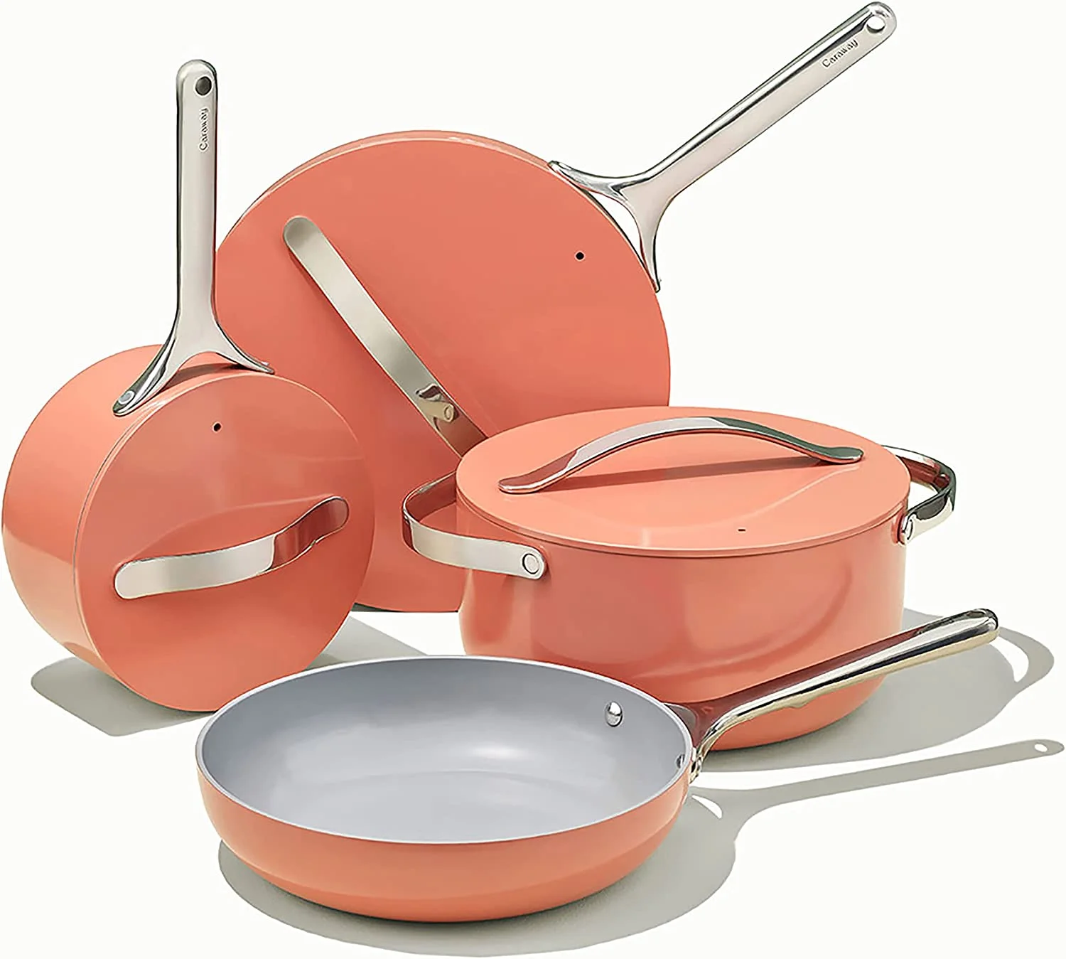 Caraway Nonstick Ceramic Cookware Set (12 Piece) Pots  Pans  Lids and Kitchen Storage - Non Toxic  PTFE & PFOA Free - Oven Safe & Compatible with All Stovetops (Gas  Electric &