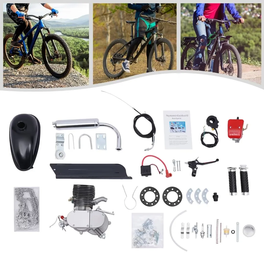 MIDUO Bicycle Engine kit, Full Set Upgraded 100cc Bike Sprocket Motorized 2 Stroke Petrol Gas Motor Engine Kits for Motorized 26
