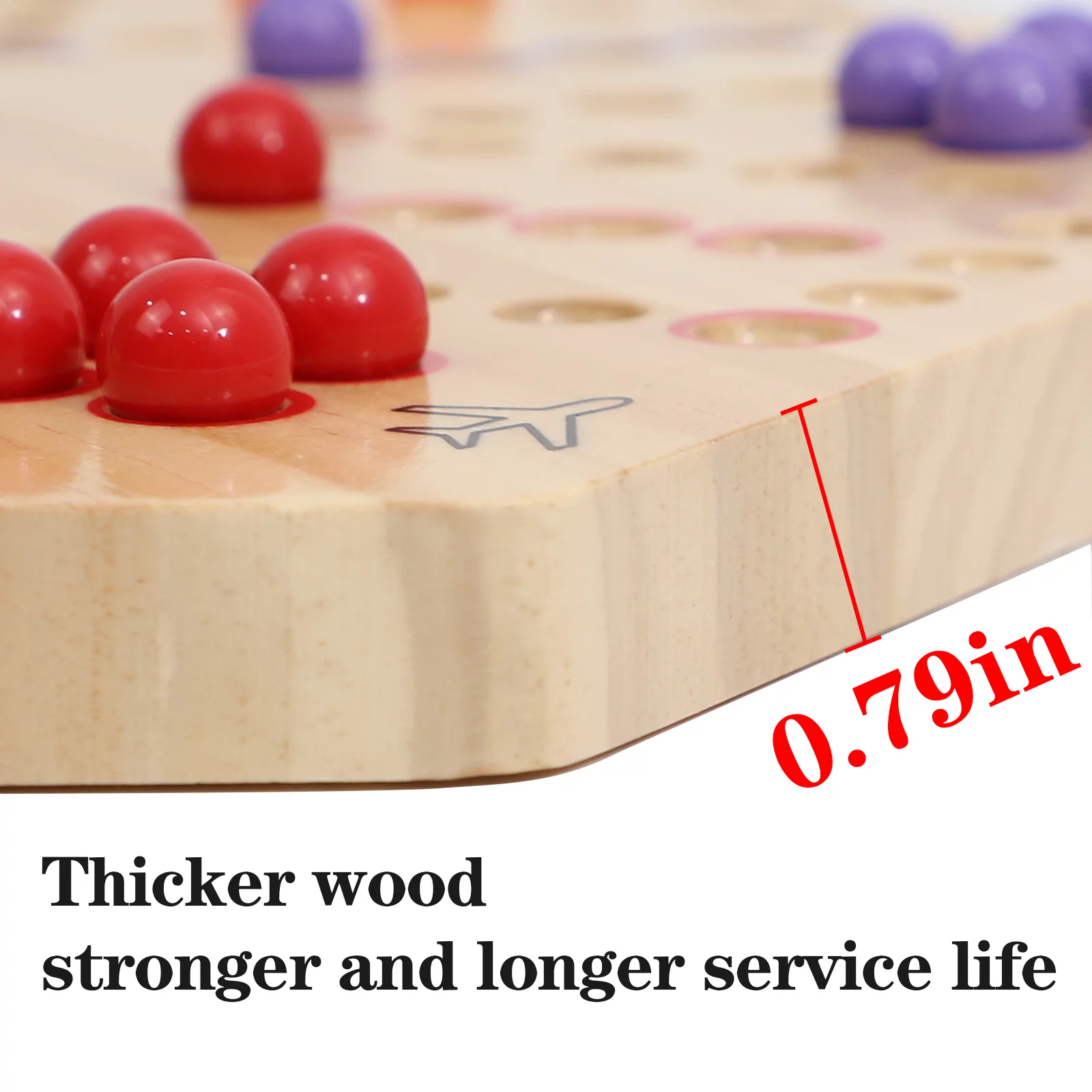 Large Original Marble Game Wahoo Board Game Double Sided Painted Wooden Fast Track Board Game for 6 and 4 Players 6 Colors 24 Marbles 6 Dice for Family Friends and Party (Extra-Large Size)