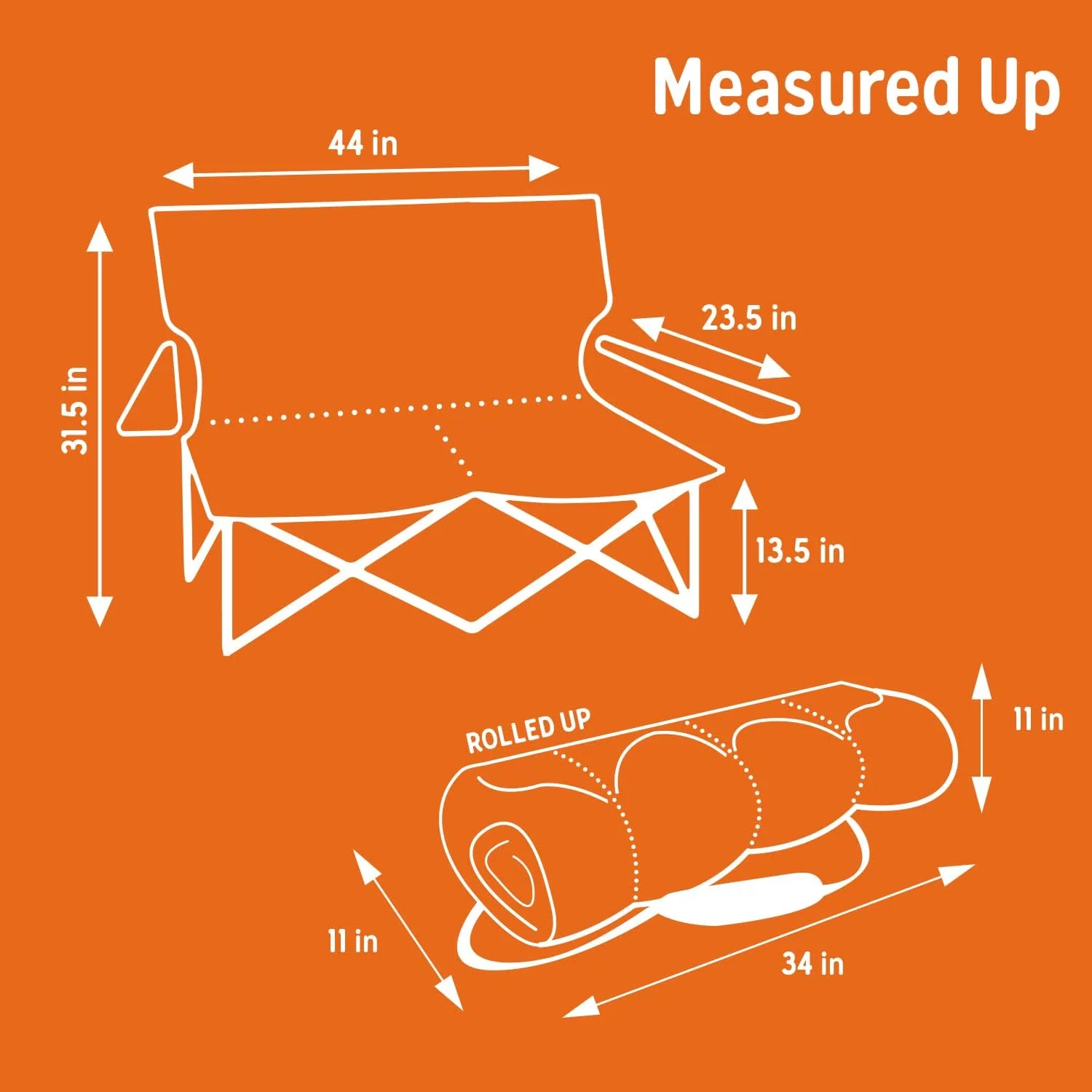Kelty Low Loveseat 2Person Folding Chair Hold 400Lbs -Canyon Brown/Beluga