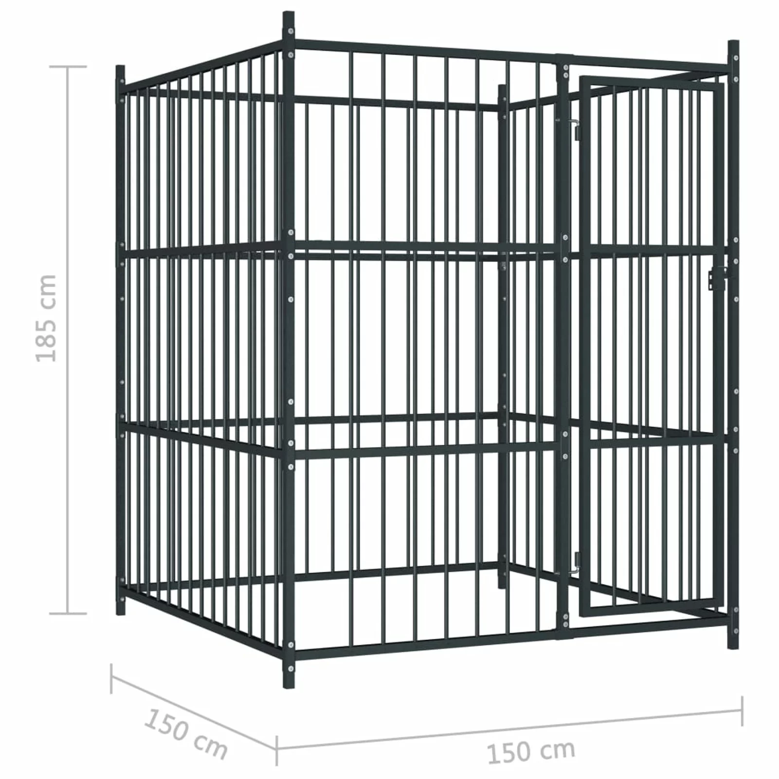Anself Outdoor Dog Kennel Galvanized Steel Bar Sidewalls Fence Pet Playpen Lockable Latch Gate Cat Duck Chicken Rabbit Fence Pet Exercise Fence Black 59.1 x 59.1 x 72.8 Inches (L x W x H)
