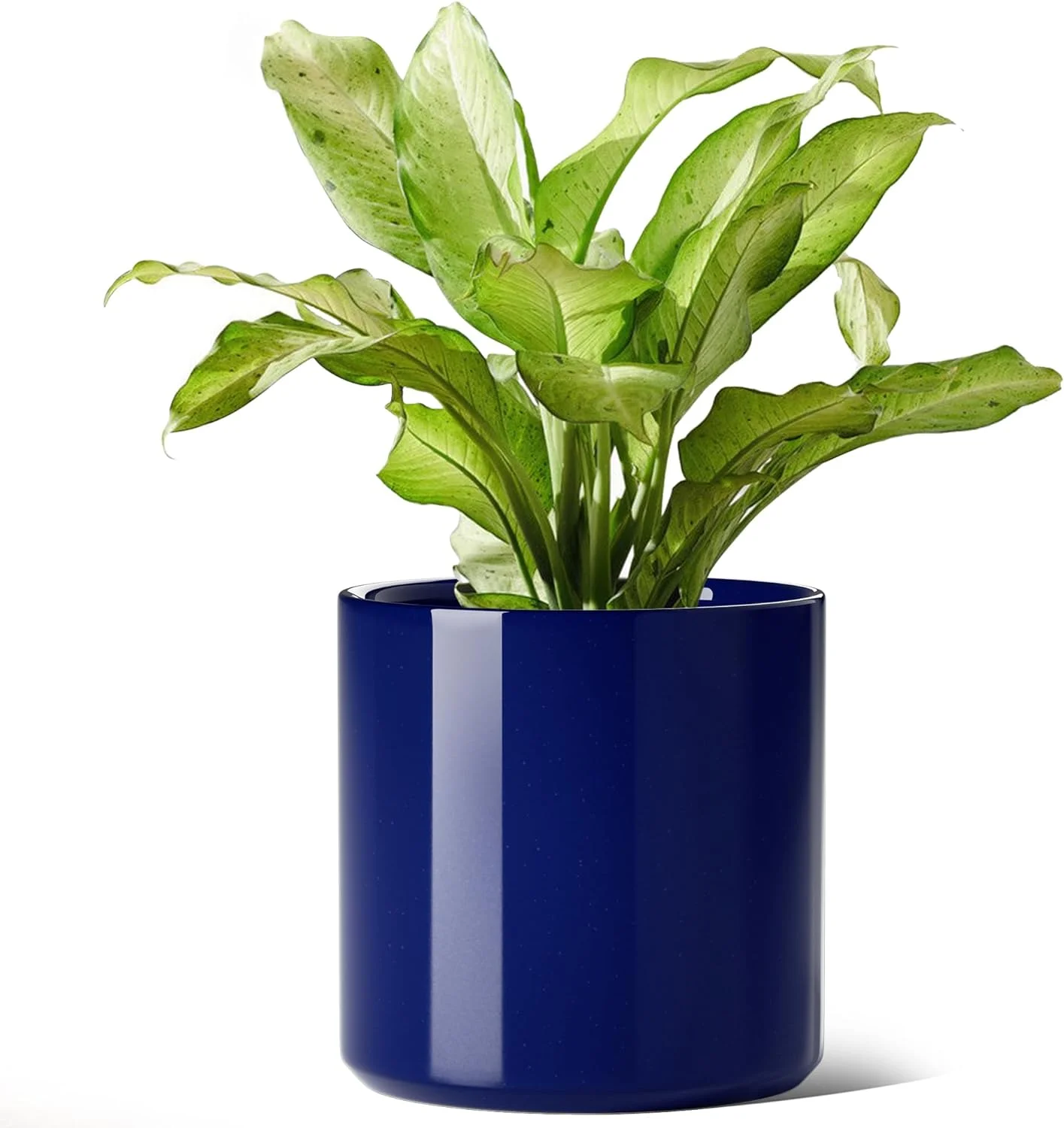 BEMAY 12 Inch Ceramic Large Plant Pot, Mid-Century Modern, with Drainage Hole and Removable Plug, Sapphire Blue