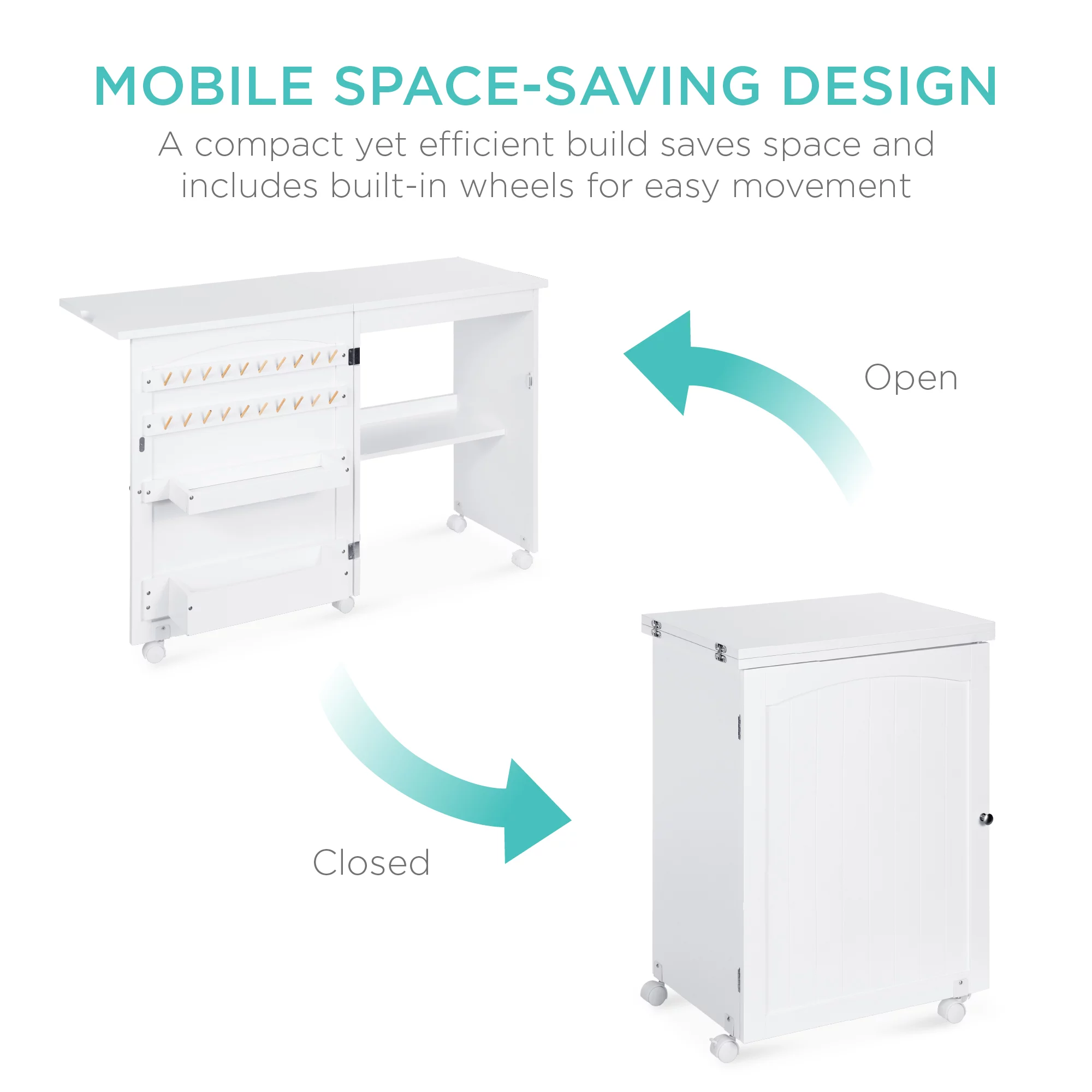 Best Choice Products Sewing Machine Table & Desk w/ Craft Storage and Trays - White