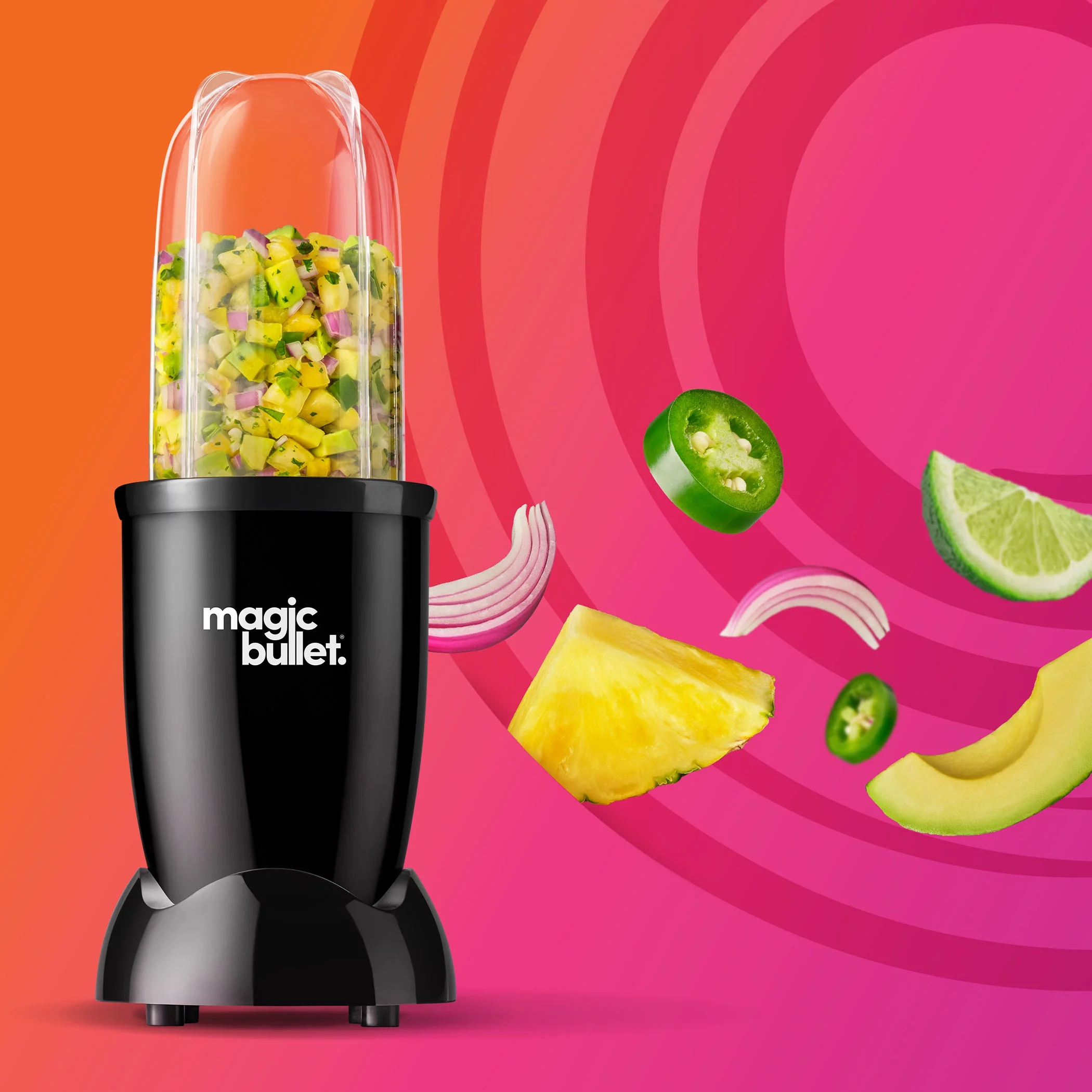 magic bullet 7-Piece 250 Watts Personal Blender 18 oz. MBR-0701AK, All Black