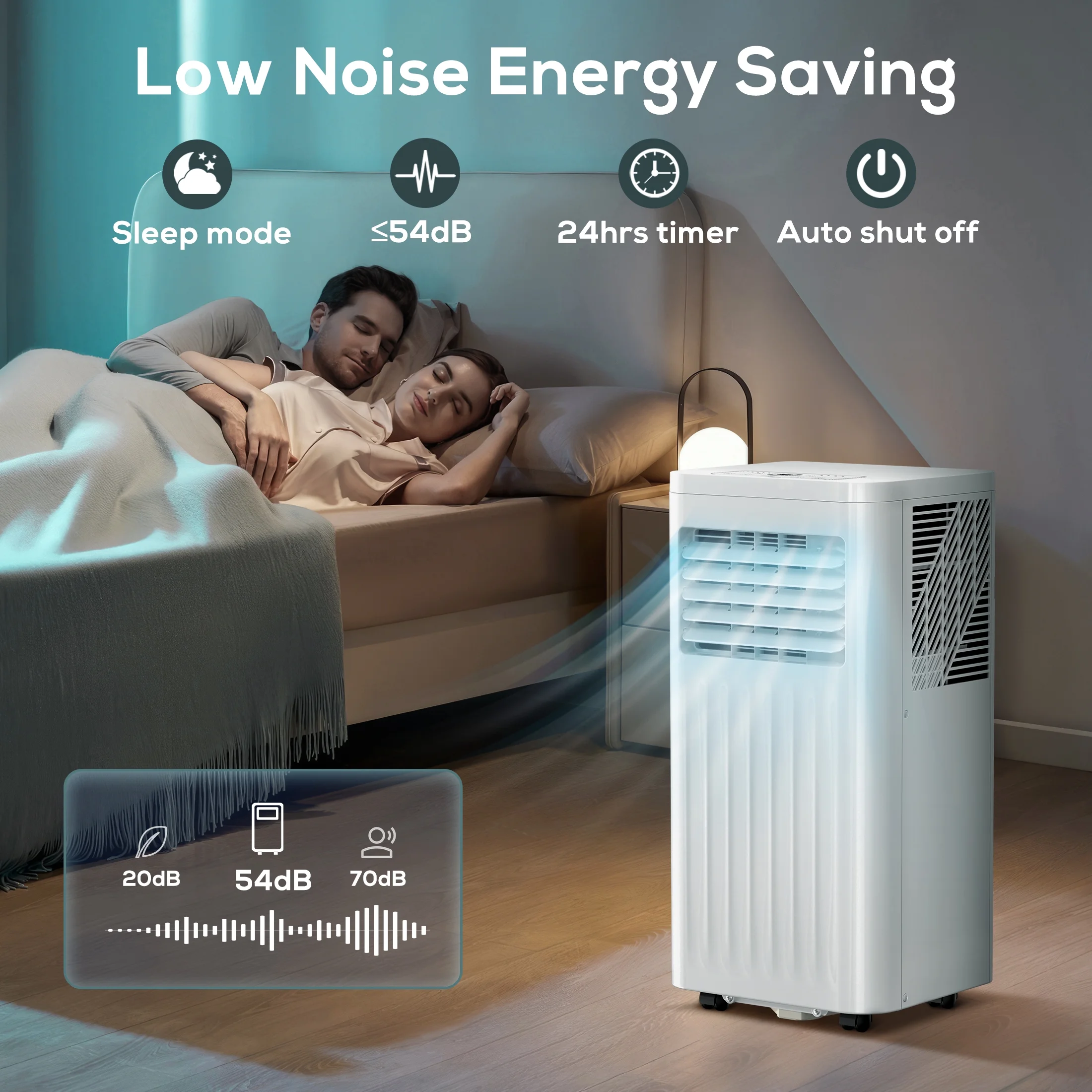 KISSAIR 5000BTU (8000BTU ASHRAE) Portable Air Conditioner, Ultra Quiet 3-in-1 Portable AC Unit,  24H Timer, Air Conditioner Remote Control-White