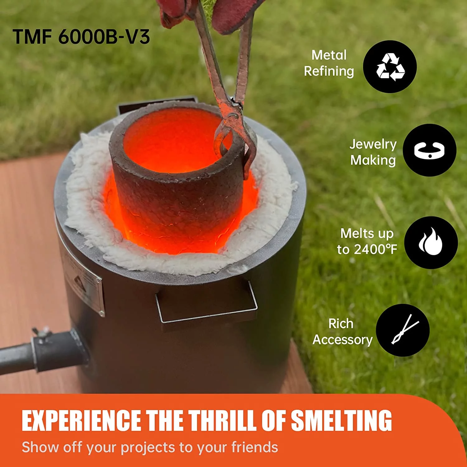 TOAUTO 6KG Propane Melting Furnace Kit,Home Stove Kiln Casting Tool for Scrap Metal Recycle Gold Silver Copper Aluminum