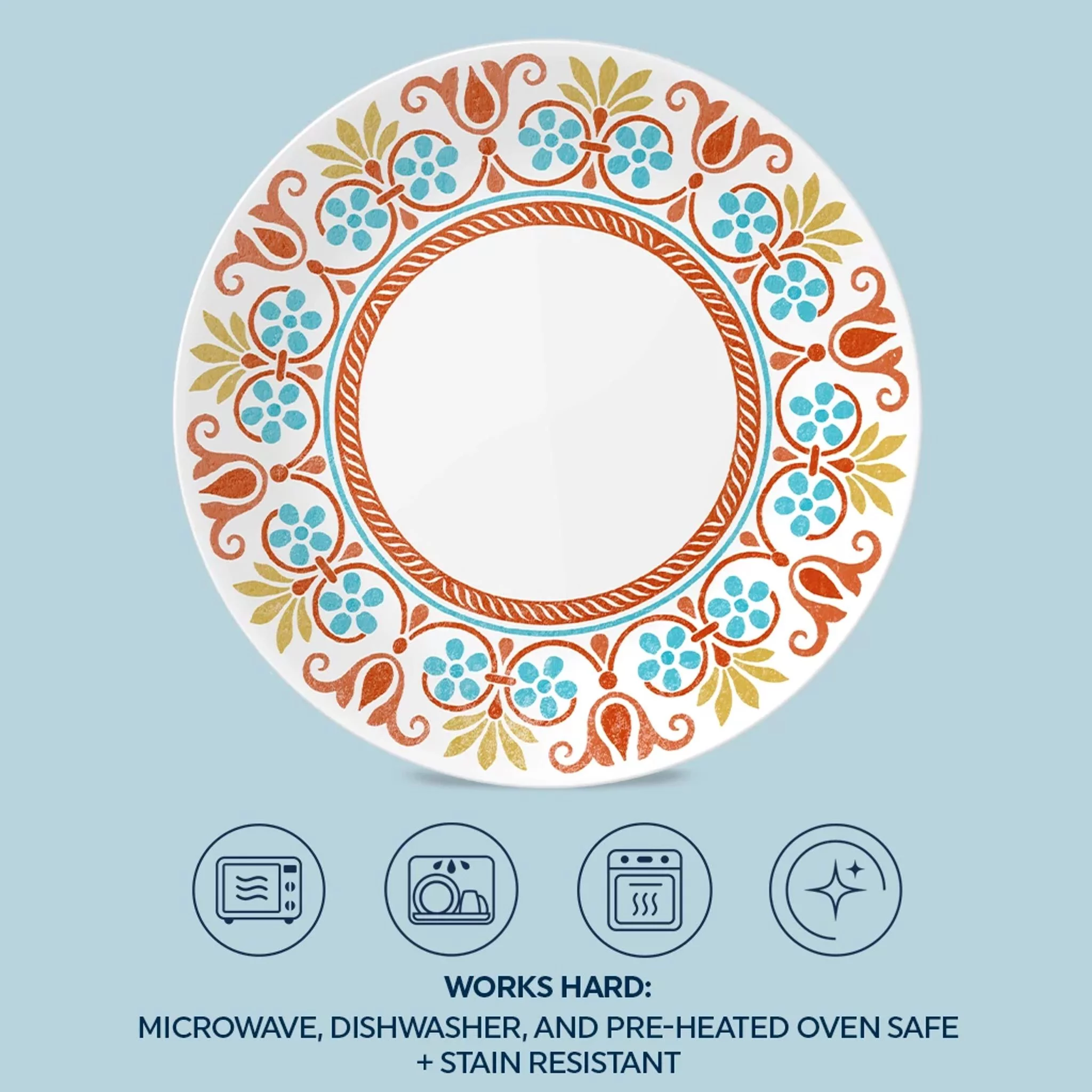 Corelle Global Collection Terracotta Dreams 10.25 Dinner Plates, 6-pack