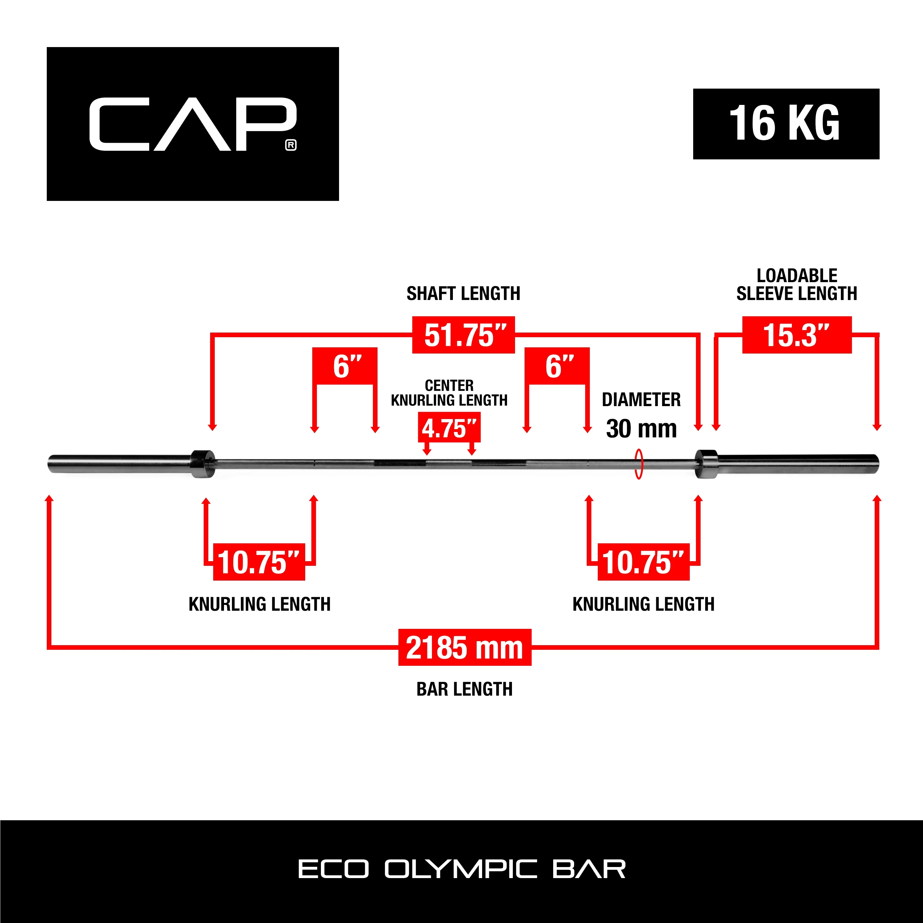 CAP Barbell Olympic Weight Bar, 7 ft.