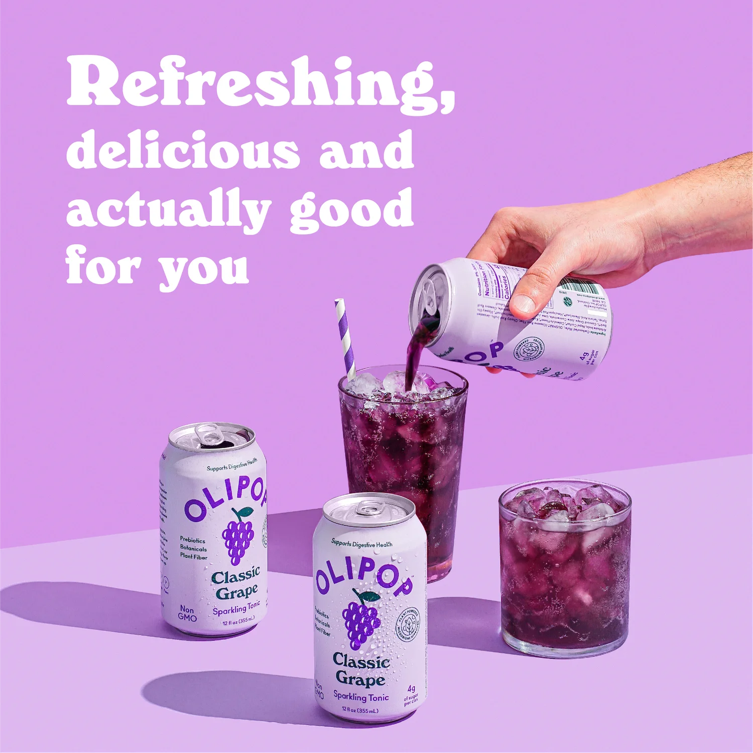 OLIPOP Prebiotic Soda, Fruity Fun Variety Pack, 12 fl oz, 12 Pack