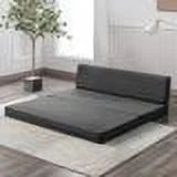 BALUS Convertible Sofa Bed, Living Room Couch Futon Chair, Adjustable Backrest Foldable Floor Sleeper for Small Room, Apartment, Guest Room, Gray