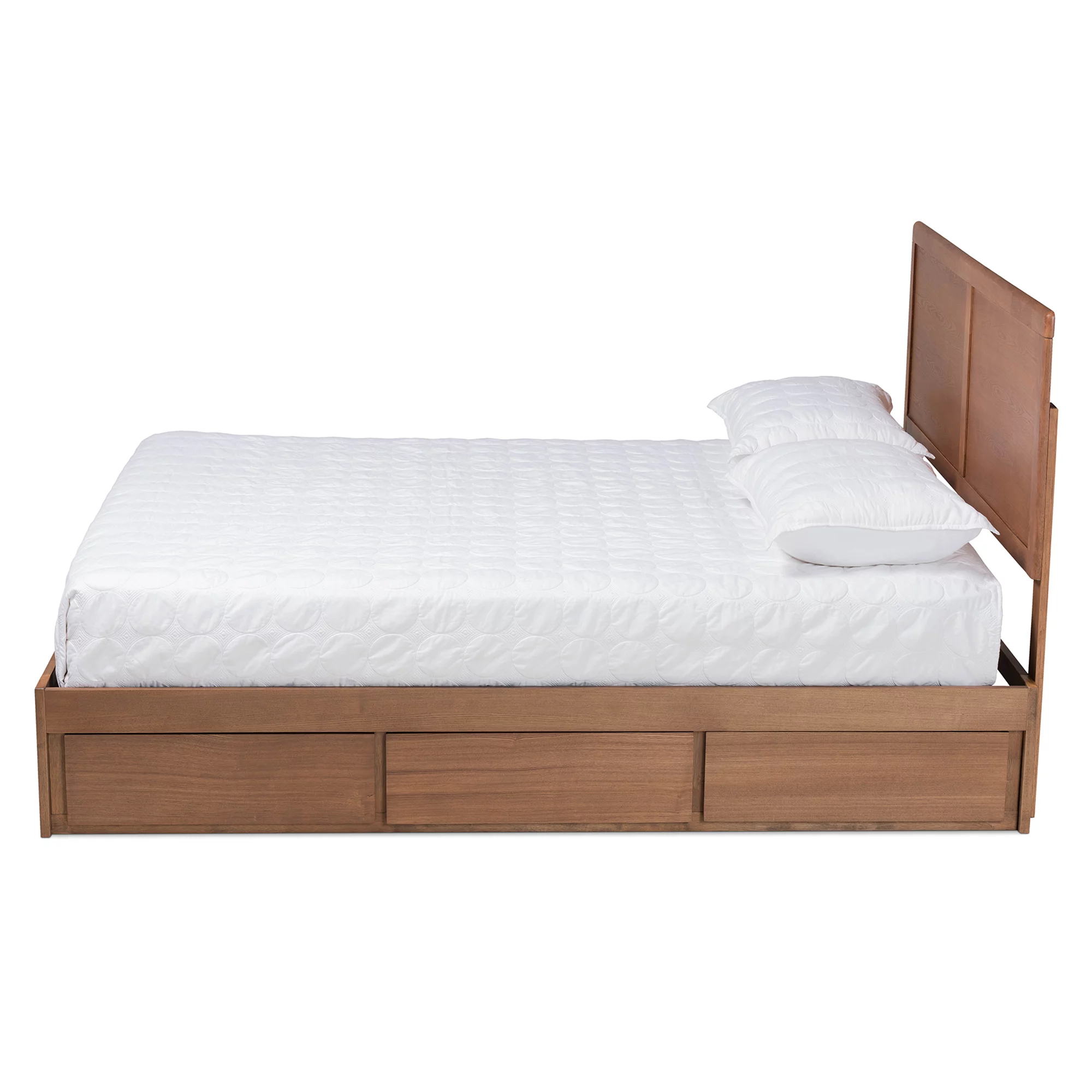 Baxton Studio Aras Modern and Contemporary Transitional Ash Walnut Brown Finished Wood Full Size 3-Drawer Platform Storage Bed