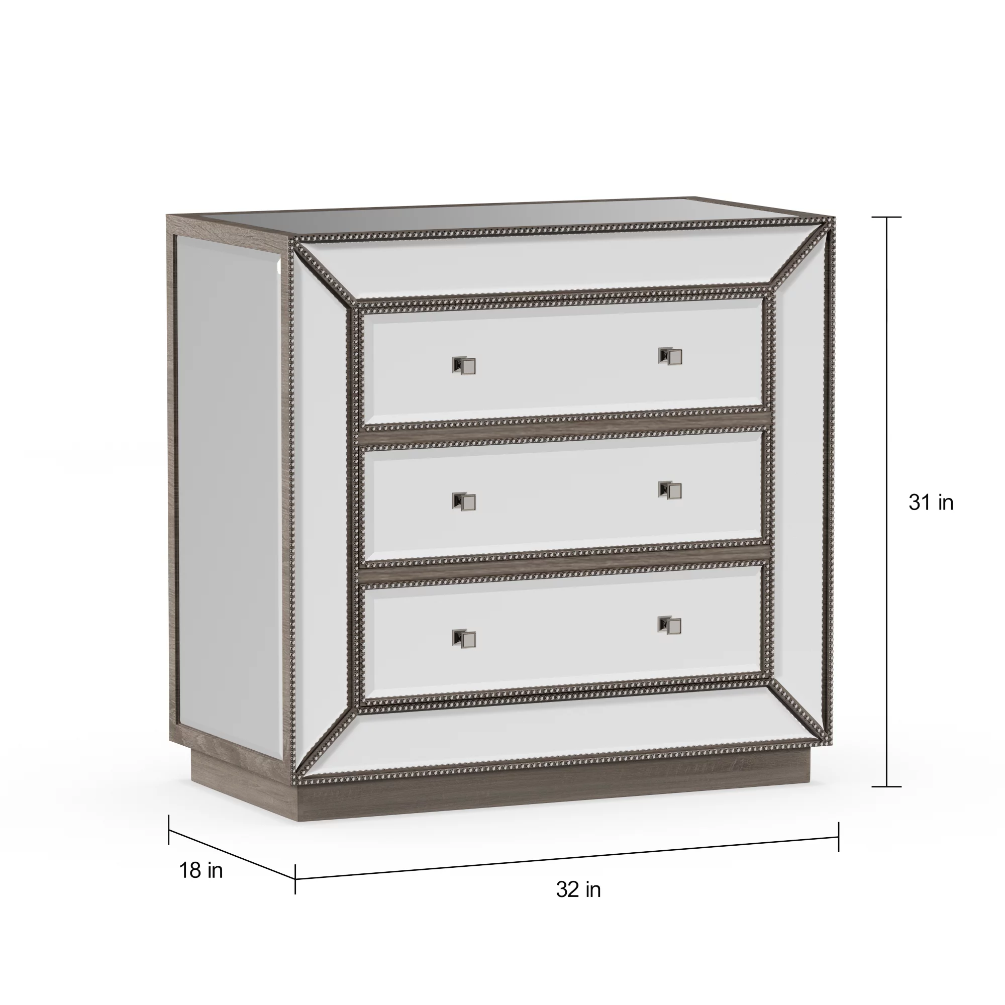 Baxton Studio Edeline Hollywood Regency Glamour Style Mirrored 3-Drawer Cabinet