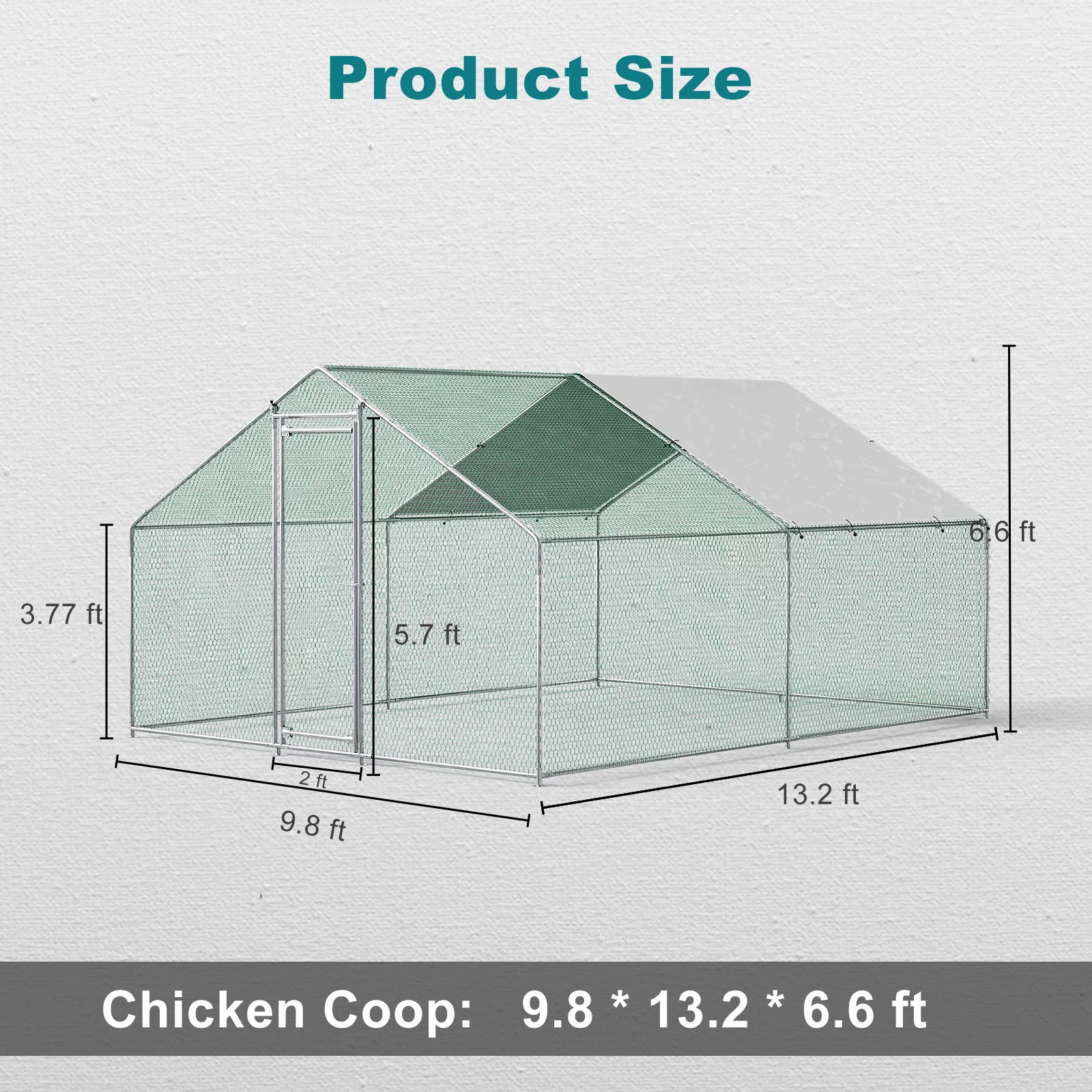 Oarlike Metal Chicken Coop for 15 Chickens Large Chicken Runs for Yard with Cover Galvanized Steel Chicken Pen Outdoor for Hen Duck Rabbits Goose Puppy Heavy Duty Walk-in Poultry Cage