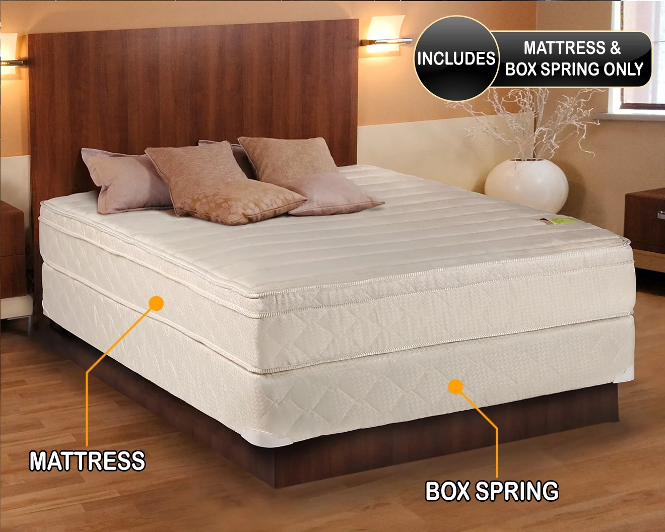 Dream Sleep Comfort Pedic Firm Eurotop Mattress & Low 5