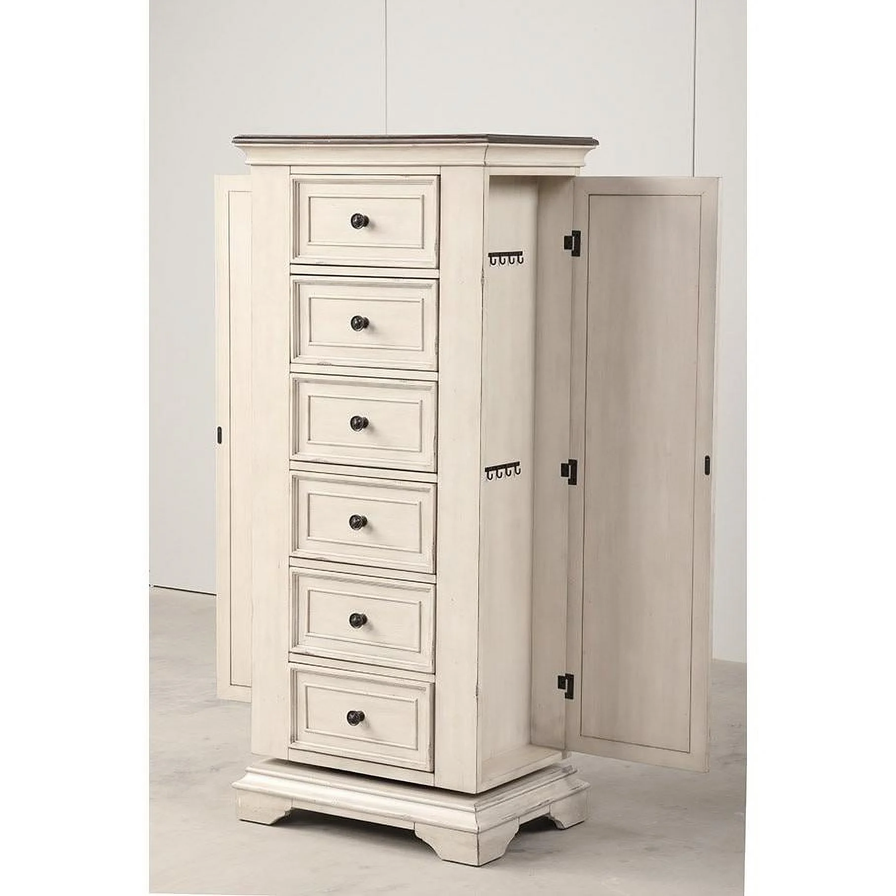 New Classic Furniture Anastasia 6-Drawer Wood Chest with Mirror in White
