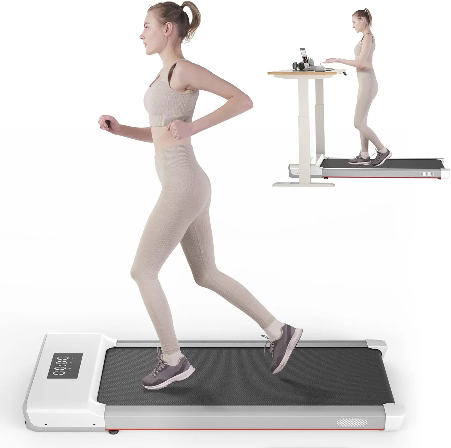 SSPHPPLIE SupeRun Walking Pad 300lb, 40*16 Walking Area Under Desk Treadmillwith Remote Control ,2 in 1 Portable Walking Pad Treadmill for Home/Office/Exercise(White)