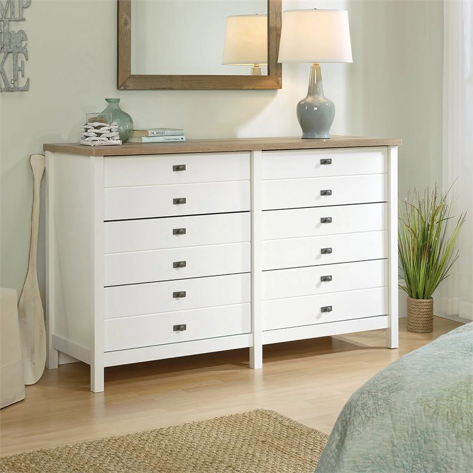3 Piece Bedroom Set with Dresser Chest and Nightstand in Soft White