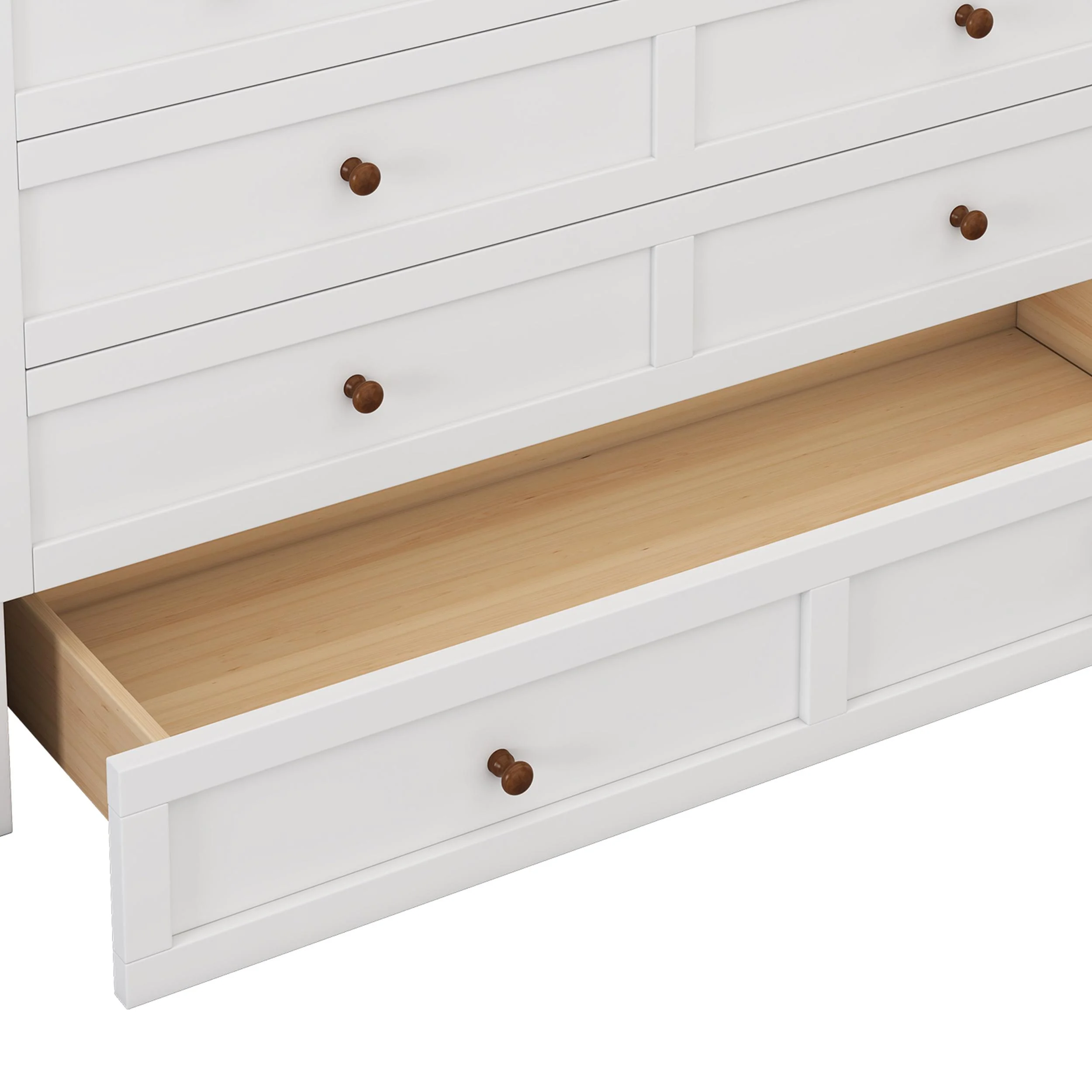 Bellemave Murphy Bed Full with Storage Drawer, Solid Wood Full Size Murphy Bed Cabinet with Charging Station, Easy Fold Modern Murphy Beds for Guest Room Home Office (White+Walnut)