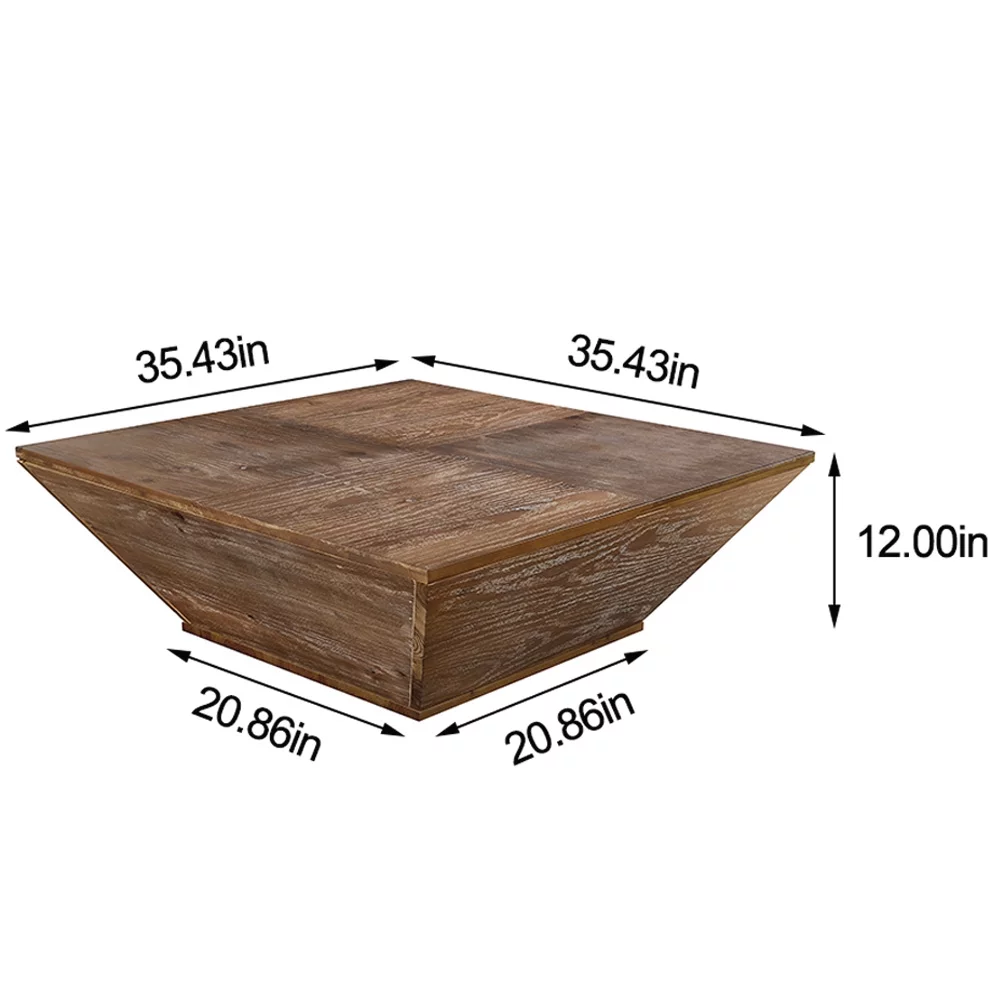 Gexpusm Farmhouse Coffee Table with Storage, Retro Square Wood Center Table for Living Room