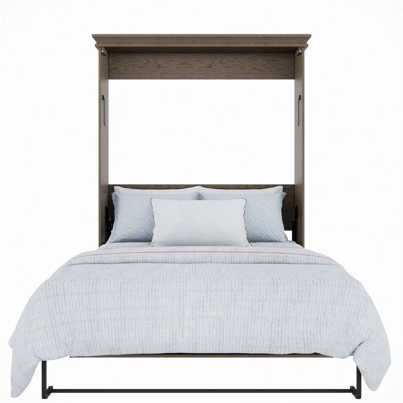 RoomAndLoft Windsor Queen Size Solid Wood Murphy Wall Desk Bed in Gray