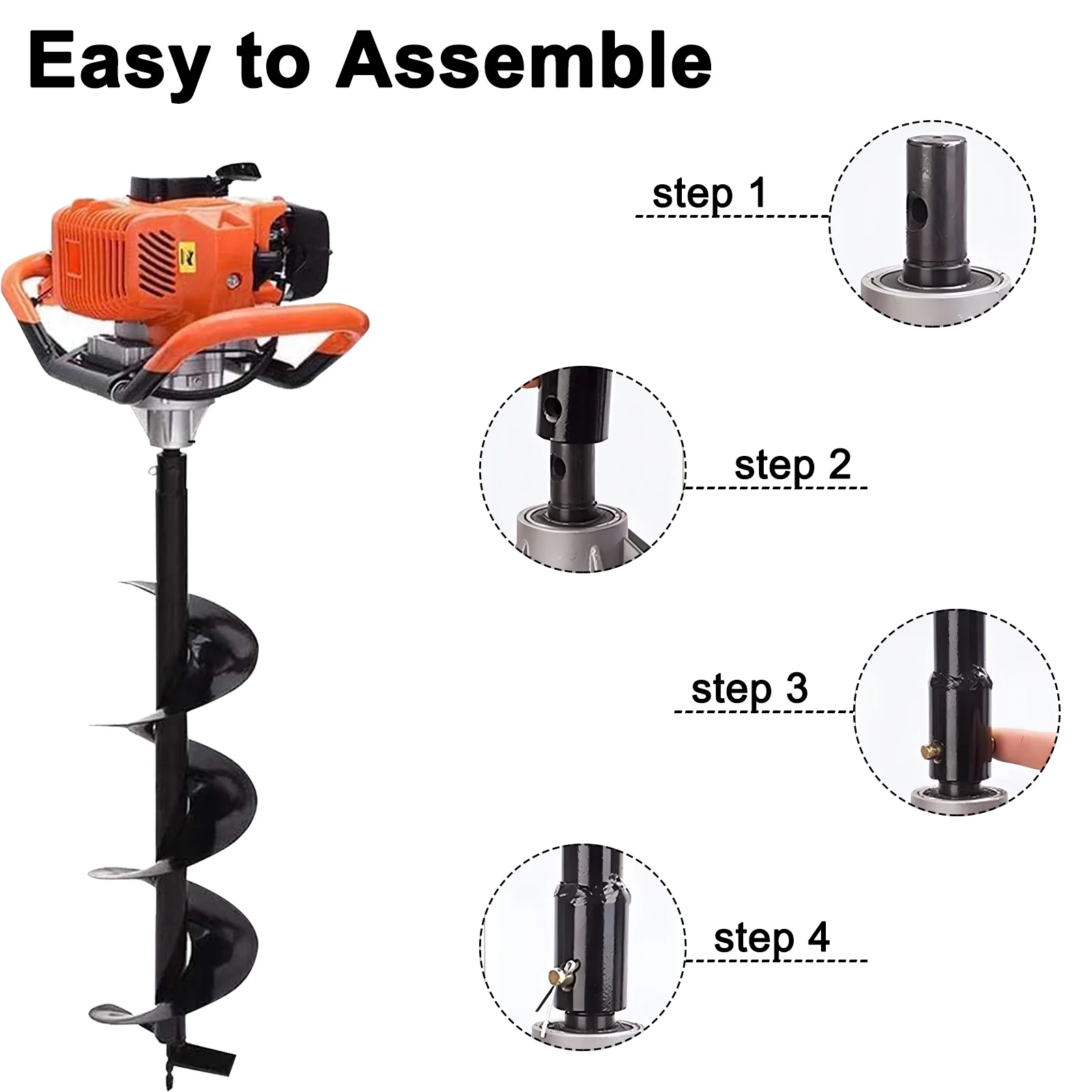 JSTUOKE 62cc 2100W Post Hole Digger 2 Stroke Petrol Gas Powered Earth Digger with 2 Auger Drill Bits ( 6