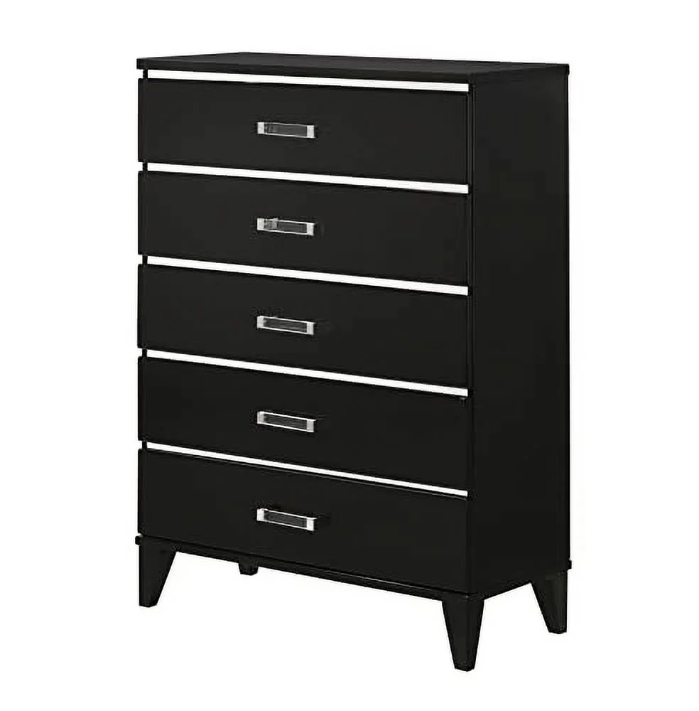 Kings Brand Furniture Madison 6-Piece King Size Black Bedroom Set. Bed, Dresser, Mirror, Chest & 2 Nightstands