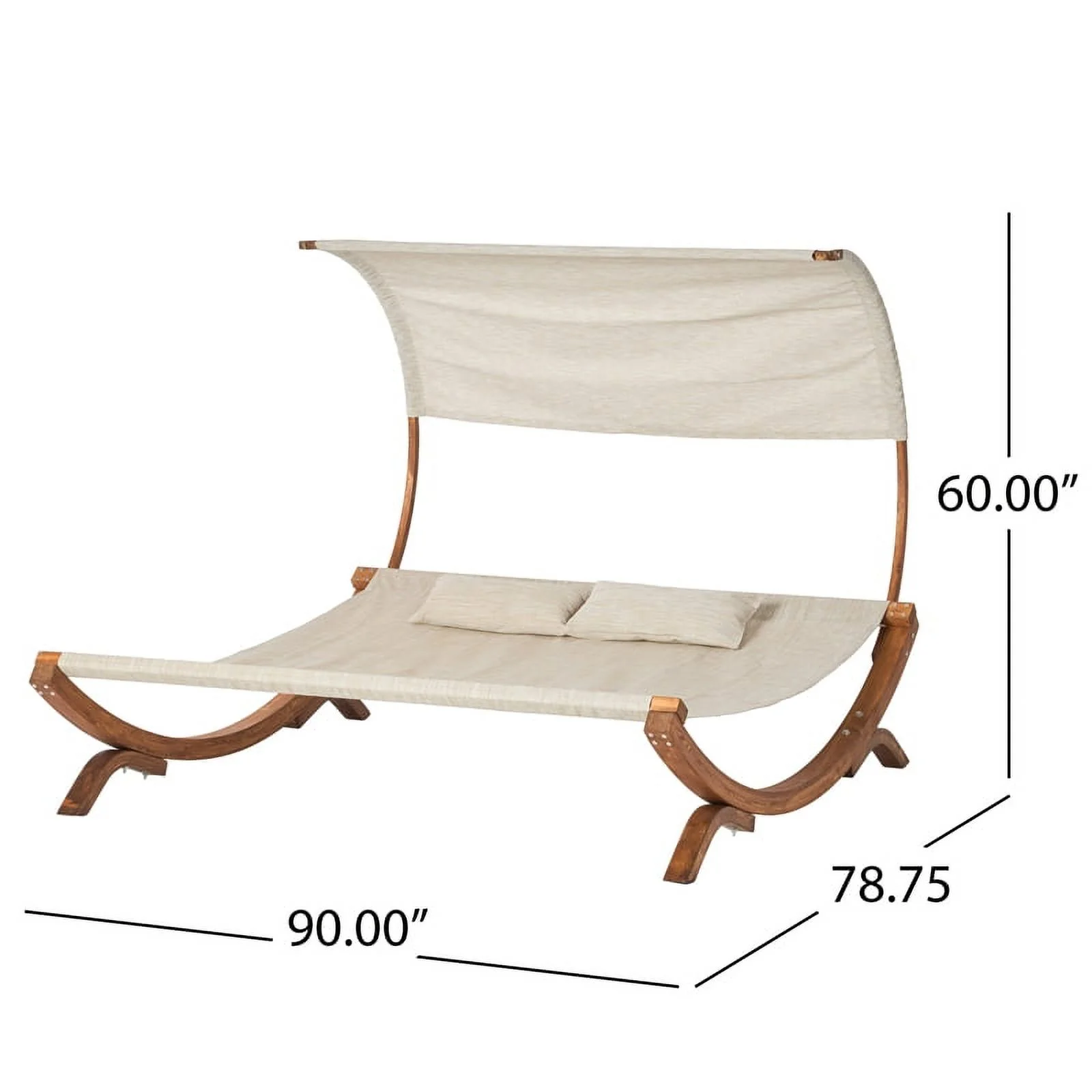 Noble House Marrakech Outdoor Mesh and Larch Wood Daybed with Canopy