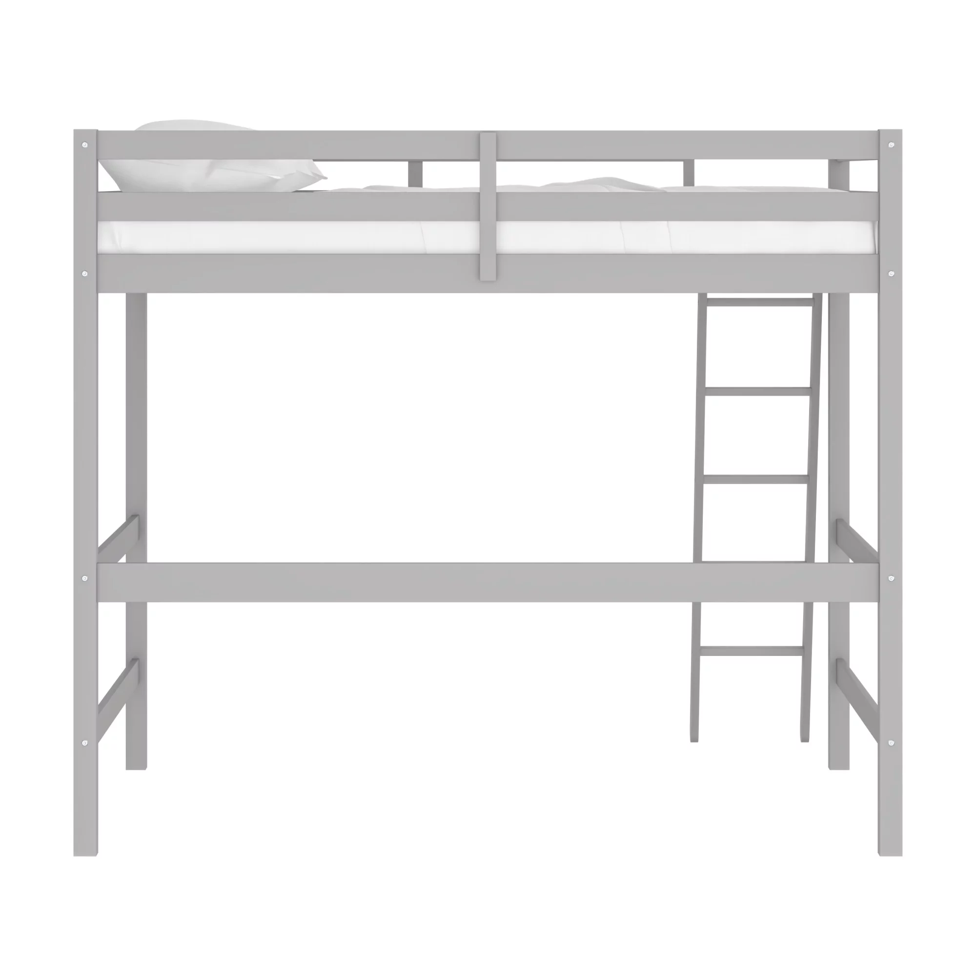 Hillsdale Campbell Wood Full Loft Bunk Bed with Ladder, up to 350 lbs Capacity, Gray