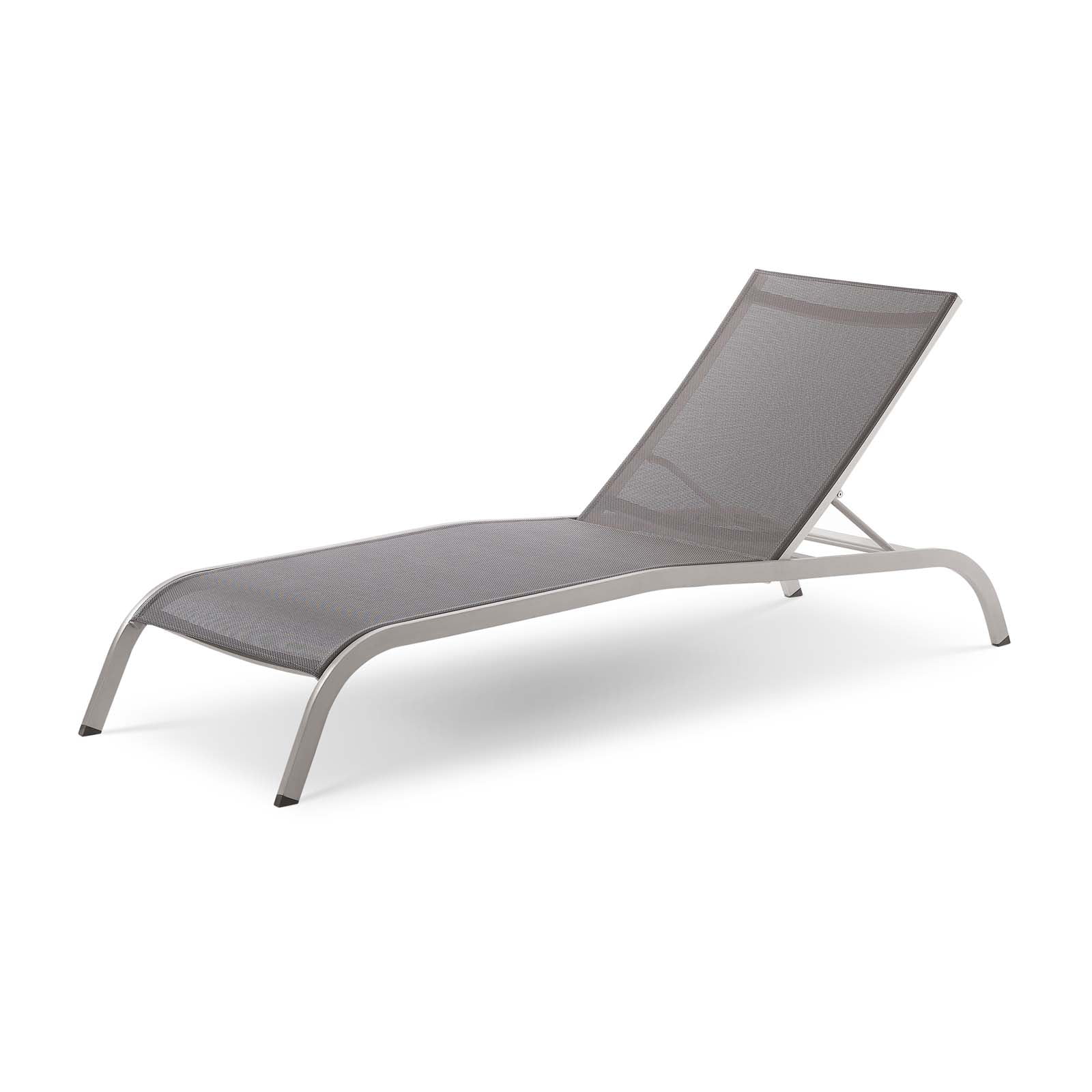 Lounge Chair Chaise, Set of 4, Aluminum, Metal, Steel, Grey Gray, Modern Contemporary Urban Design, Outdoor Patio Balcony Cafe Bistro Garden Furniture Hotel Hospitality