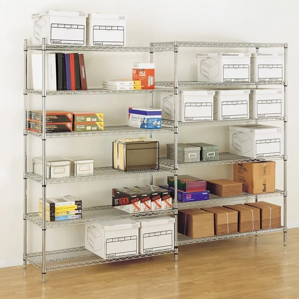 NSF Wire Shelving Unit Heavy Duty Garage Storage Shelves Large Black Metal Shelf Organizer 6-Tier Height Adjustable Commercial Grade Storage Rack 6000 LBS Capacity on 4