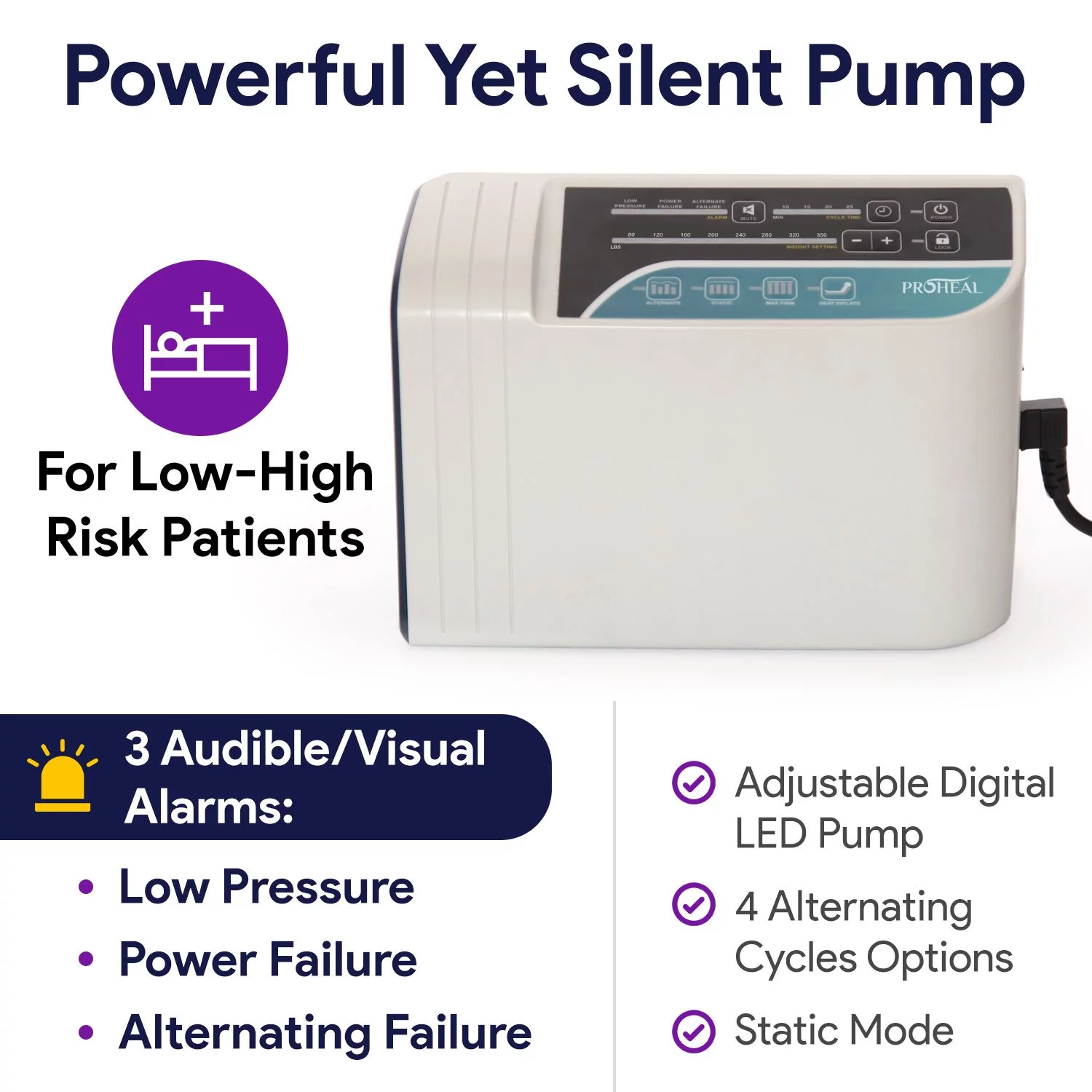 Proheal Low Air Loss Alternating Pressure Air Mattress with Pump - 36” x 80” x 8