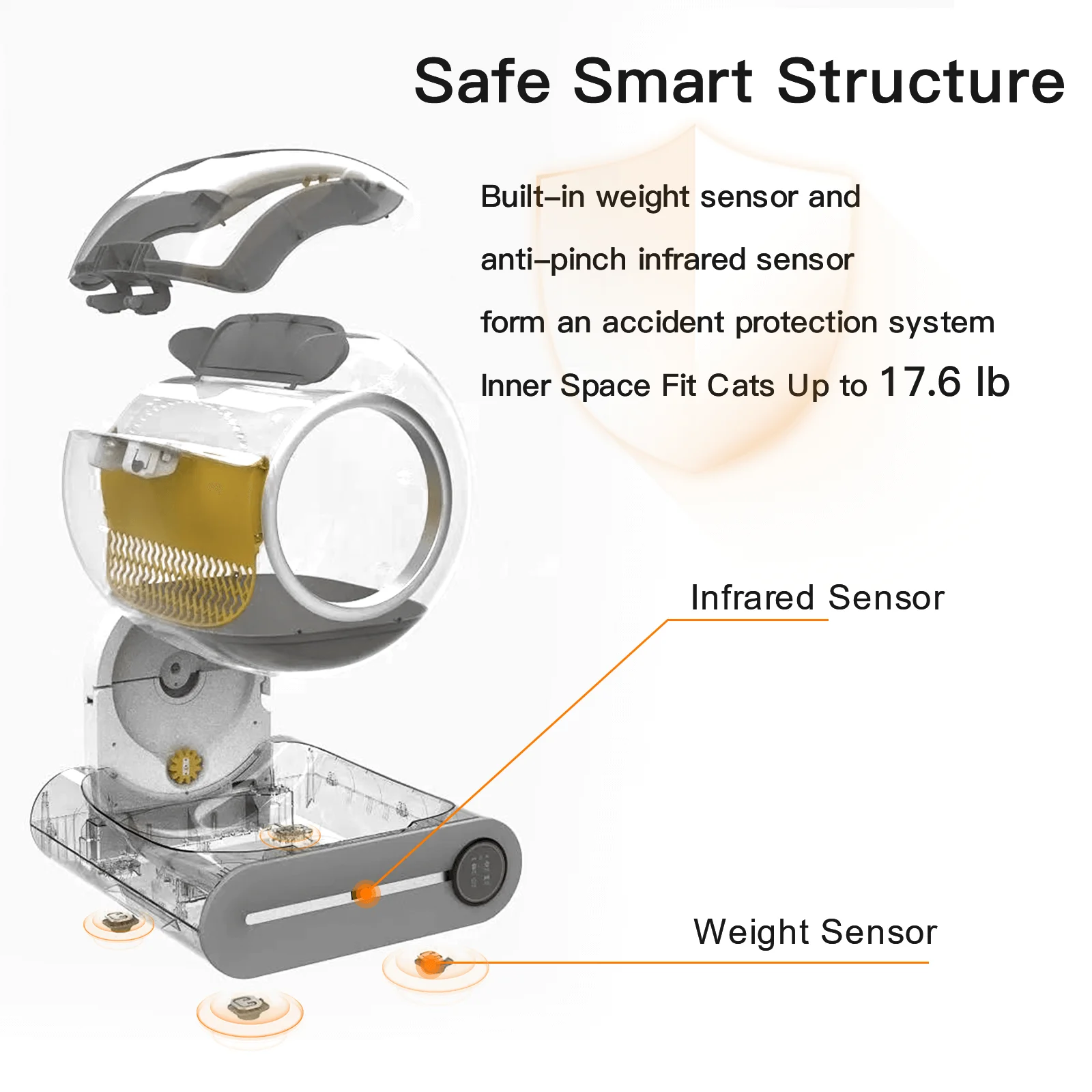 Automatic Cat Litter Box , Suitable For 1-3 Cats, Self-cleaning 65l+9l Large Capacity Cleaning Robot, App Control/odor Removal/safety Protection Smart Cat Litter Box