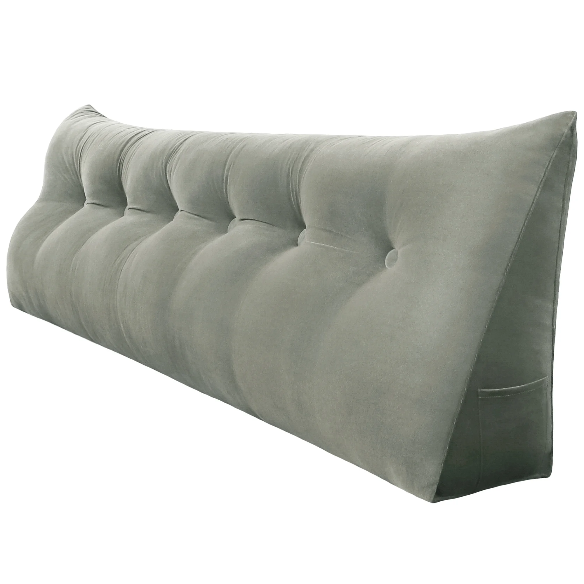 Johnear Large Rest Reading Wedge Pillows Bolster Headboard Backrest Pillow Velvet Cushion Lumber Backrest Daybed Positioning Sofa Bed Rest Reading Pillow Triangular Upholstered (Gray,Cal-King)