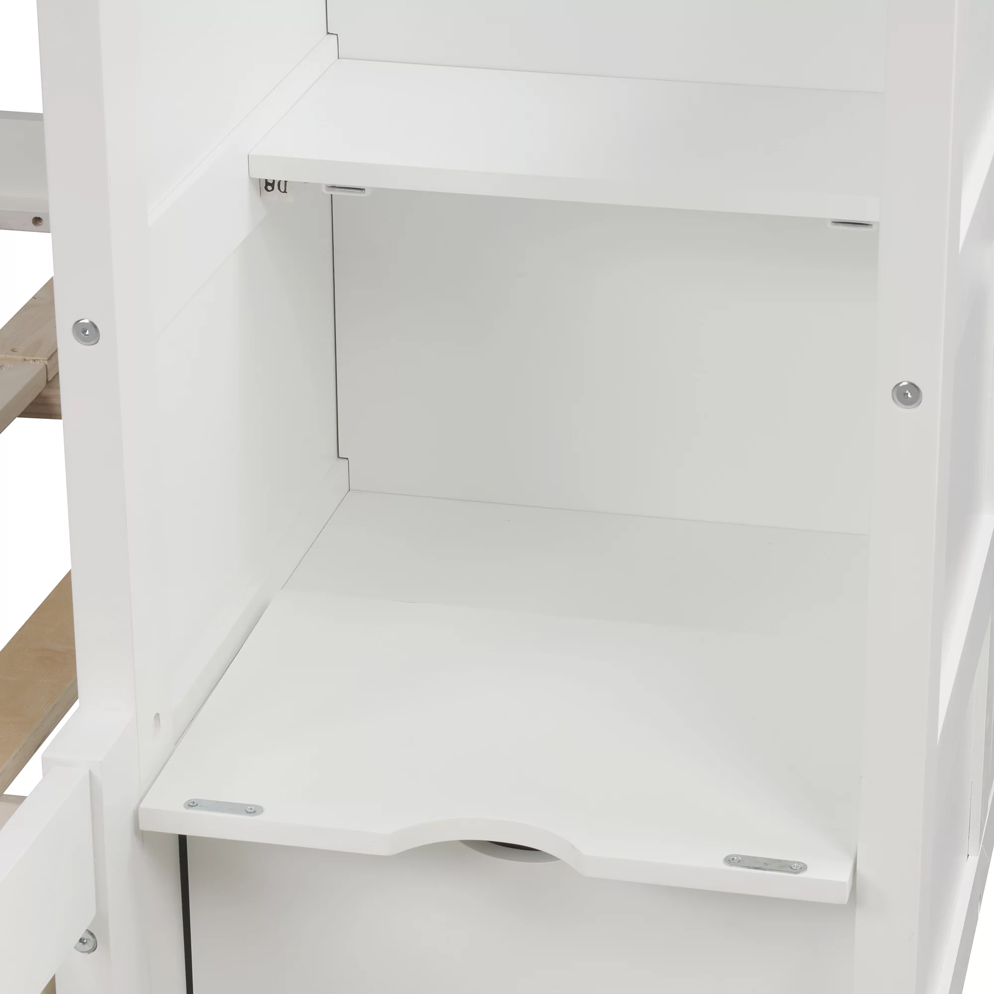 Euroco Twin over Twin Bunk Bed with Drawer and Cabinet for Kids Bedroom, White
