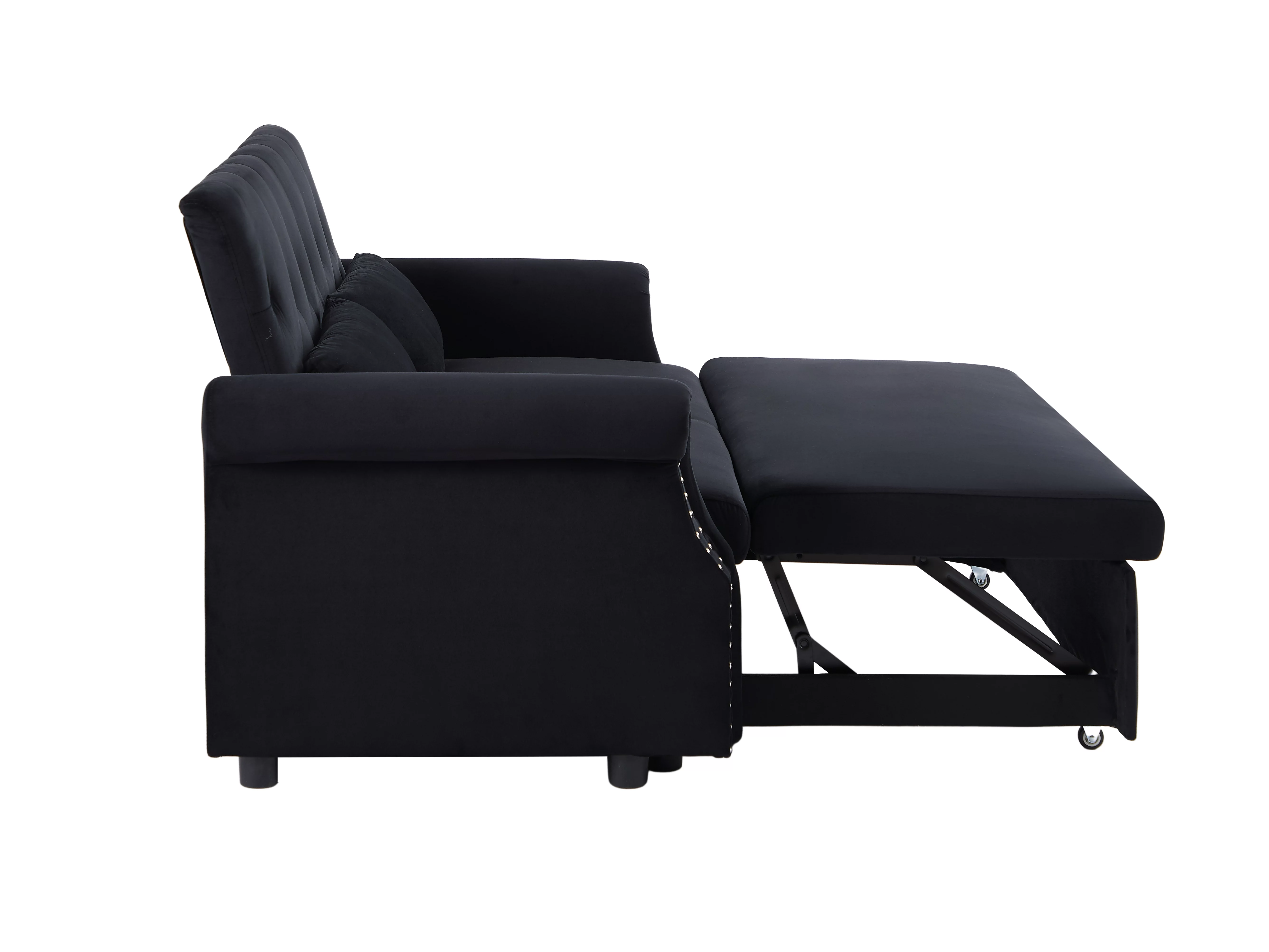 Modern Pull Out Convertible Sleeper Sofa Bed, Velvet Folding Futon Couch Loveseat Recliner with Adjsutable Backrest Pillows for Living Room Bedroom Apartment Office