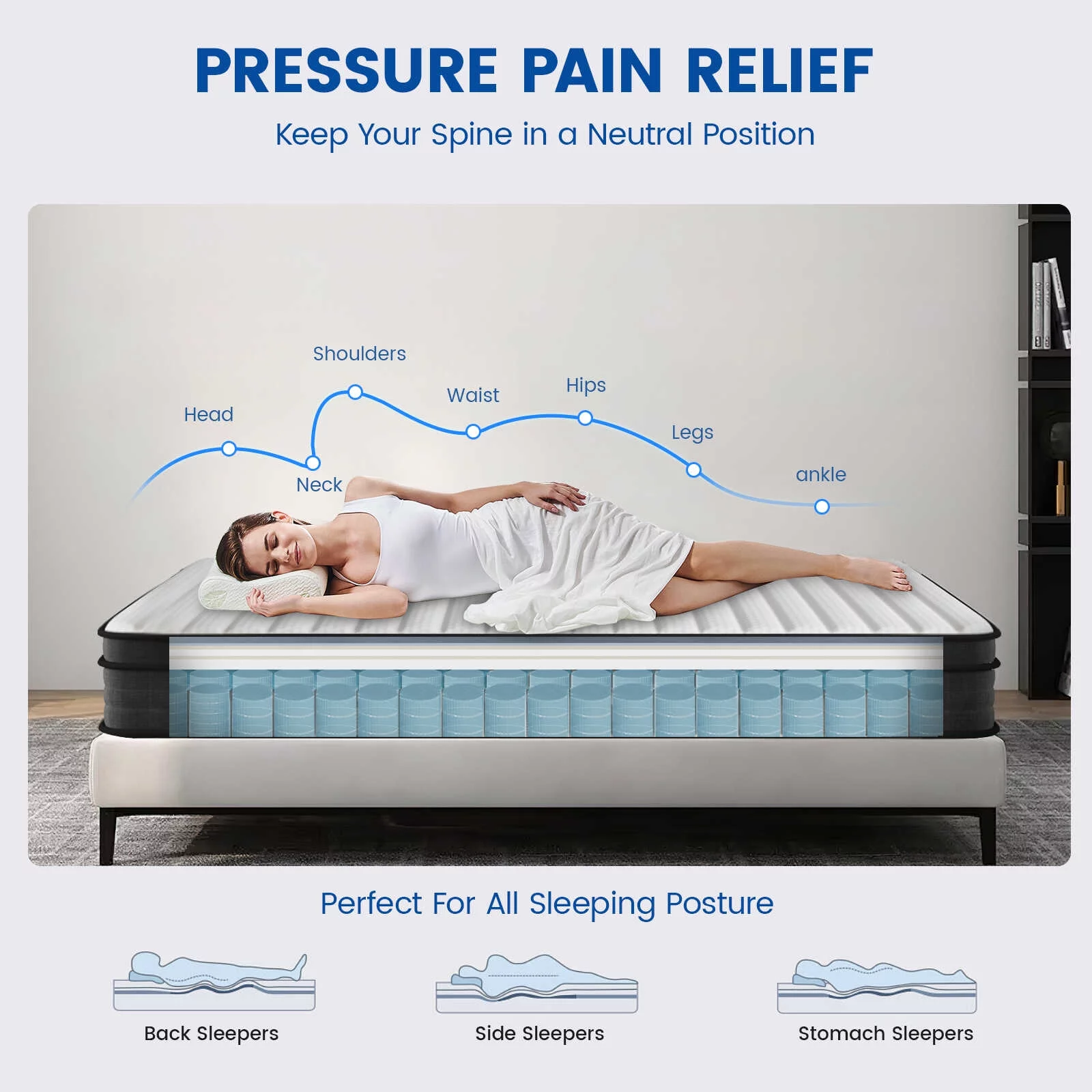 Crayan Queen Mattress, Memory Foam Mattress Queen Size, 10 Inch Hybrid Mattress in a Box with Individual Pocket Spring for Motion Isolation & Silent Sleep, CertiPUR-US, 100 Nights Trial