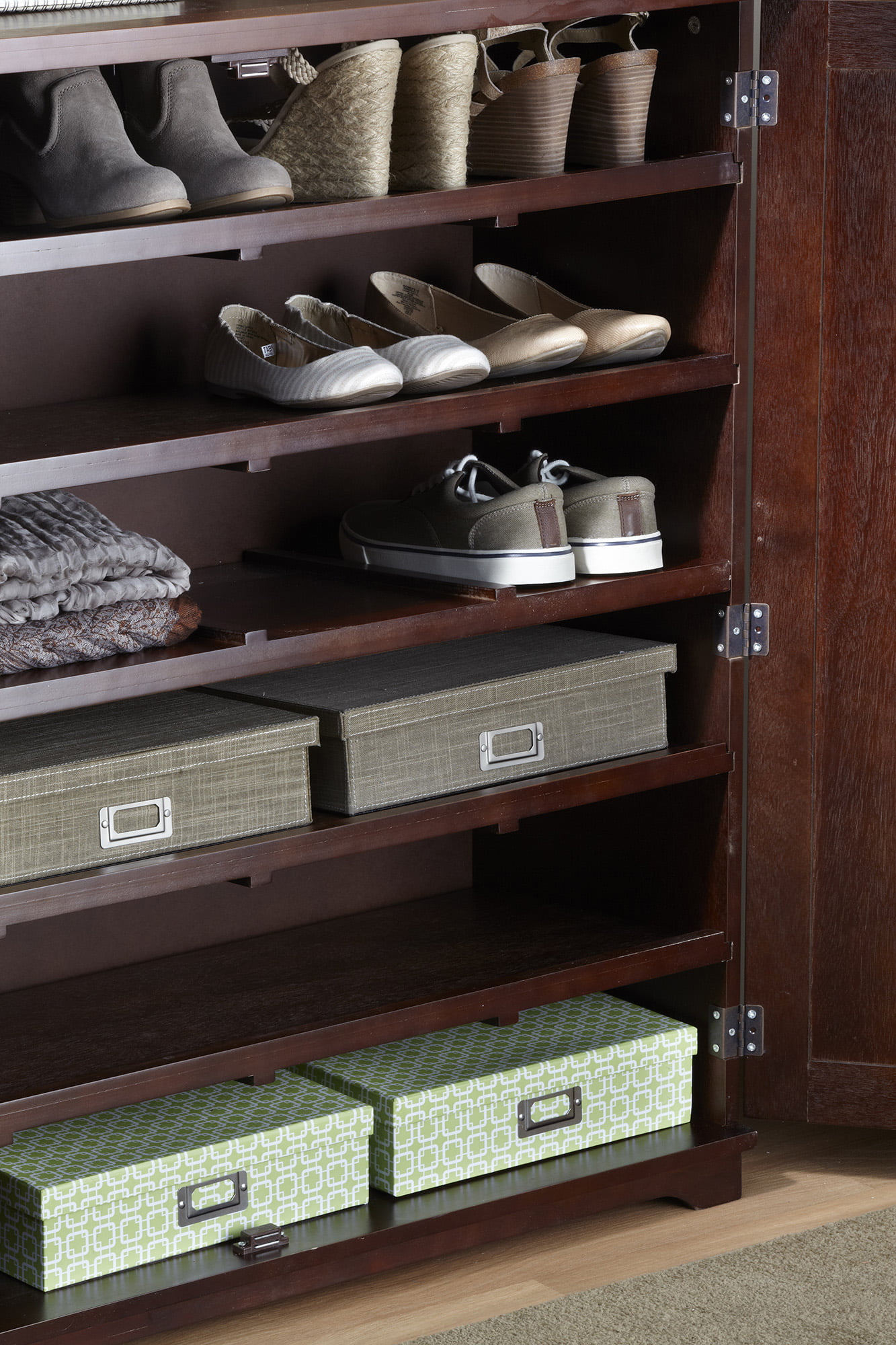 3.25' Mahogany Brown Indoor Home Furniture Collections 6-Tier Wooden Shoe Dresser