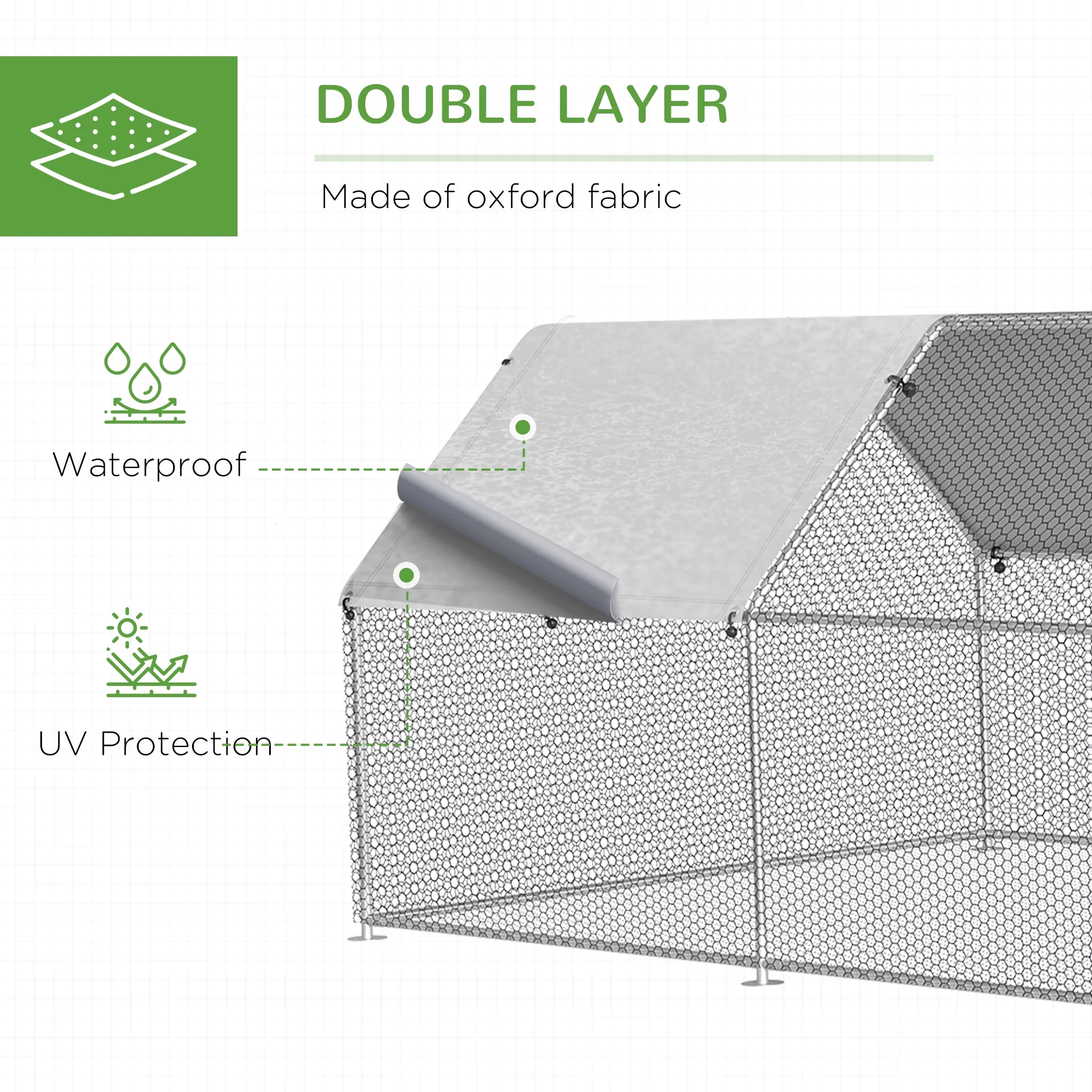 PawHut Large Metal Walk-In Chicken Coop Run Cage w/ Cover Outdoor